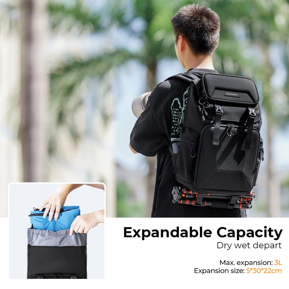 15.6" Camera Backpack Bag 25L with Laptop Compartment for DSLR/SLR Mirrorless Camera Case for Sony Canon Nikon Camera/Lens/Tripod Parts