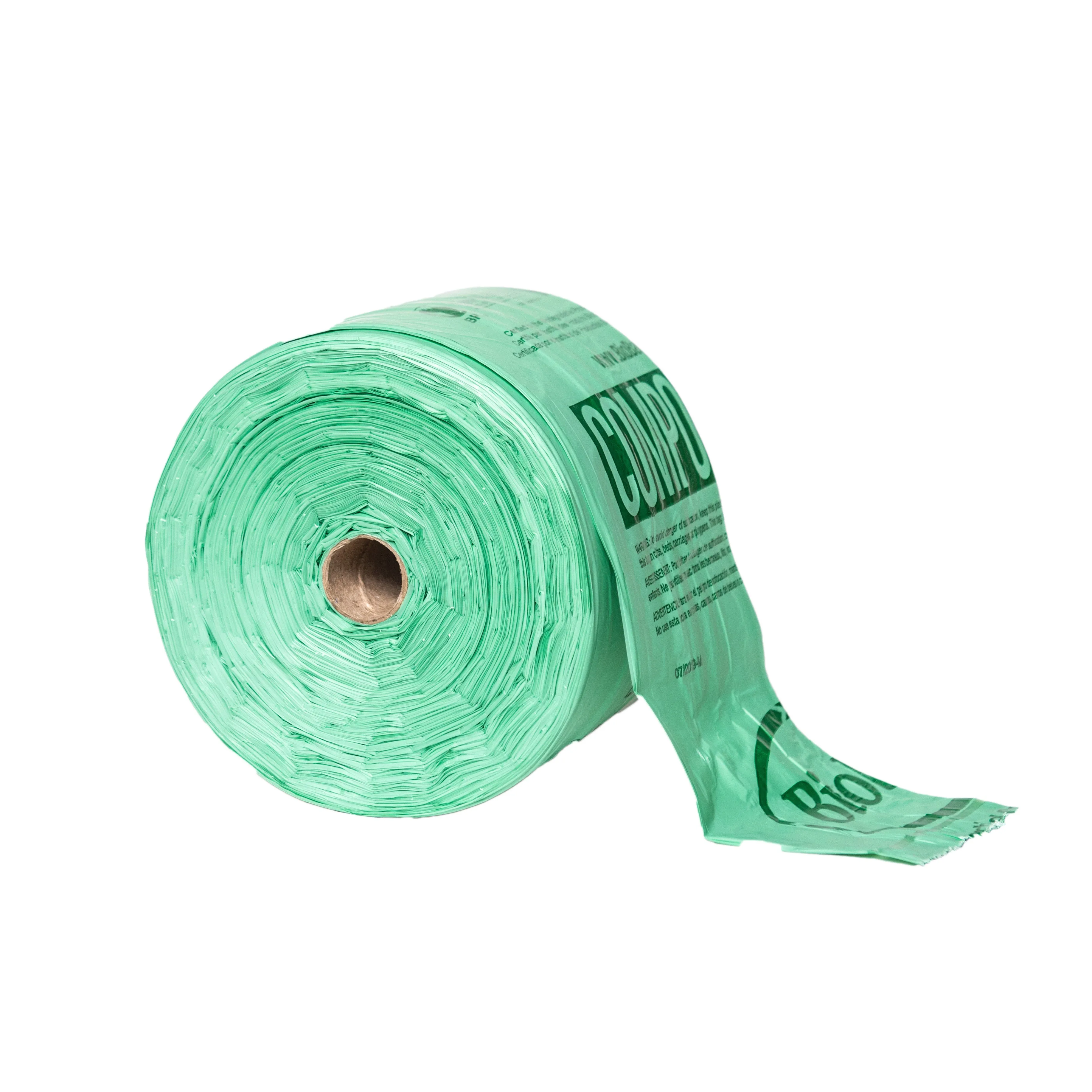 15" x 17" x 0.64 mil Green Home-Compostable Plastic Grocery Store Produce Bags (1,200 Bags, 300 Bags/Roll, 4 Rolls/Case)