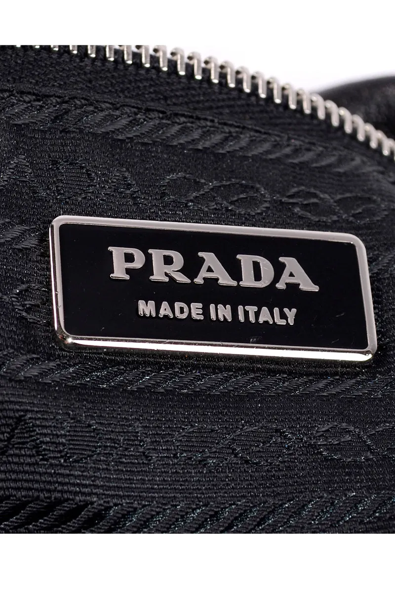 1990s Prada Black Lambskin Leather Hobo Shoulder Bag