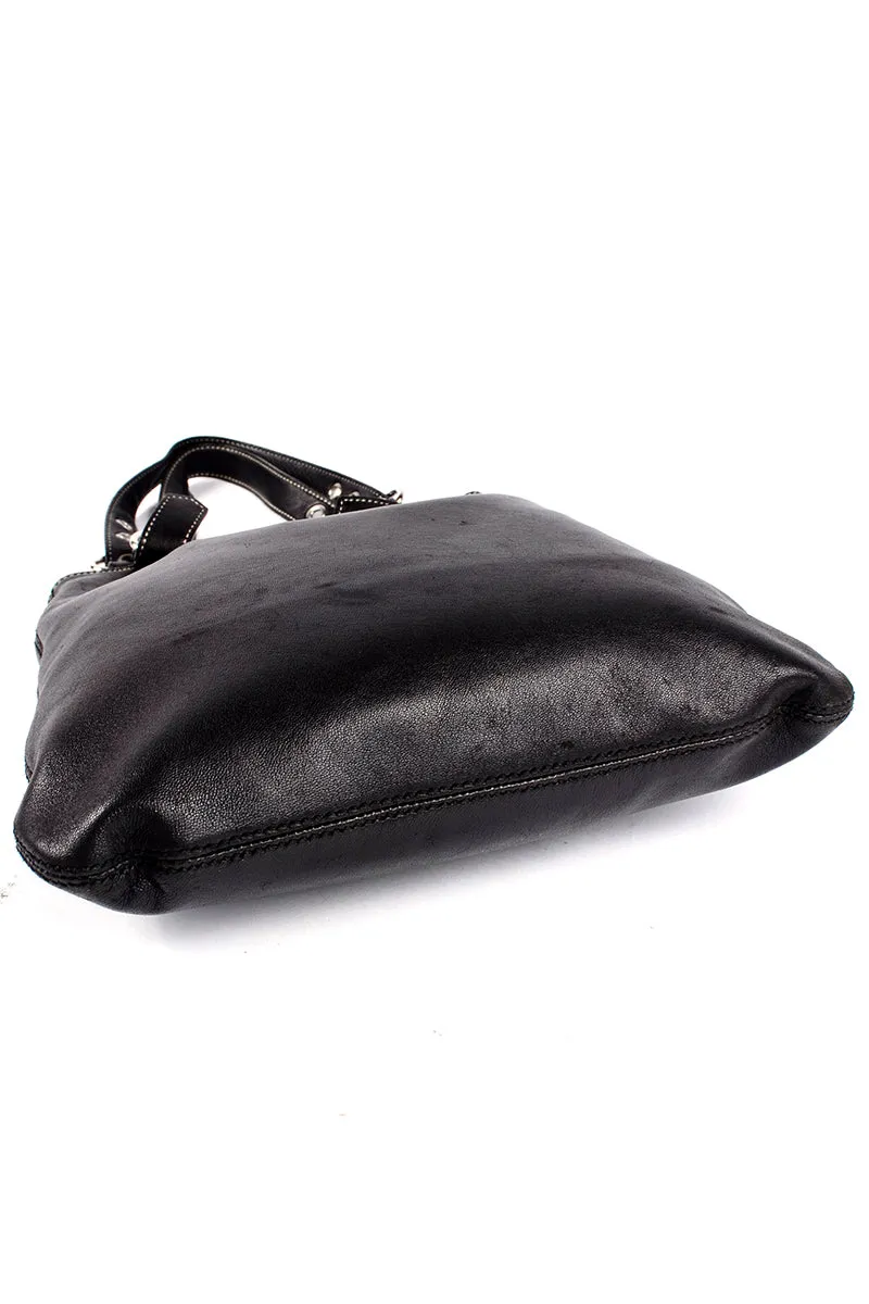 1990s Prada Black Lambskin Leather Hobo Shoulder Bag