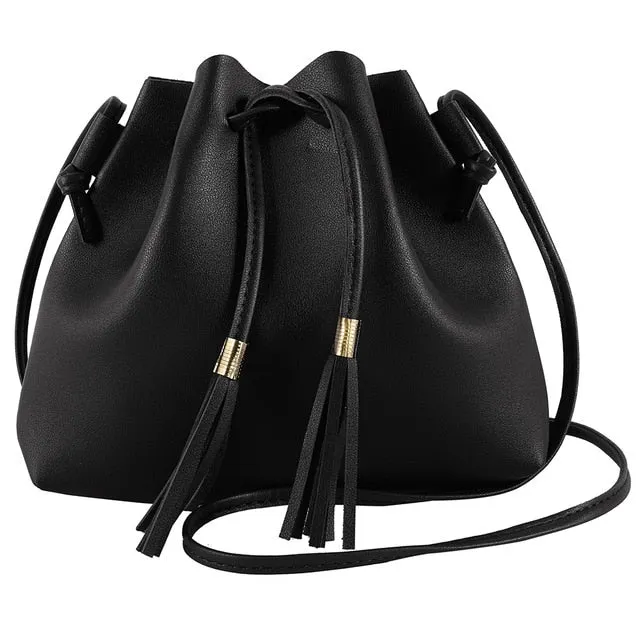 2020 Fashion Women High Quality Vintage Bucket Bag Tassel Messenger Bag Retro Shoulder Bag Simple Crossbody Bags Tote Handbag