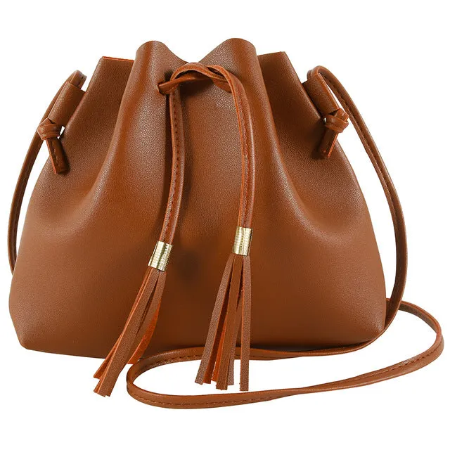 2020 Fashion Women High Quality Vintage Bucket Bag Tassel Messenger Bag Retro Shoulder Bag Simple Crossbody Bags Tote Handbag