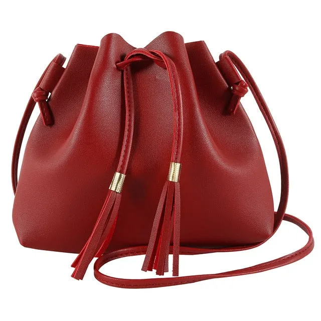 2020 Fashion Women High Quality Vintage Bucket Bag Tassel Messenger Bag Retro Shoulder Bag Simple Crossbody Bags Tote Handbag