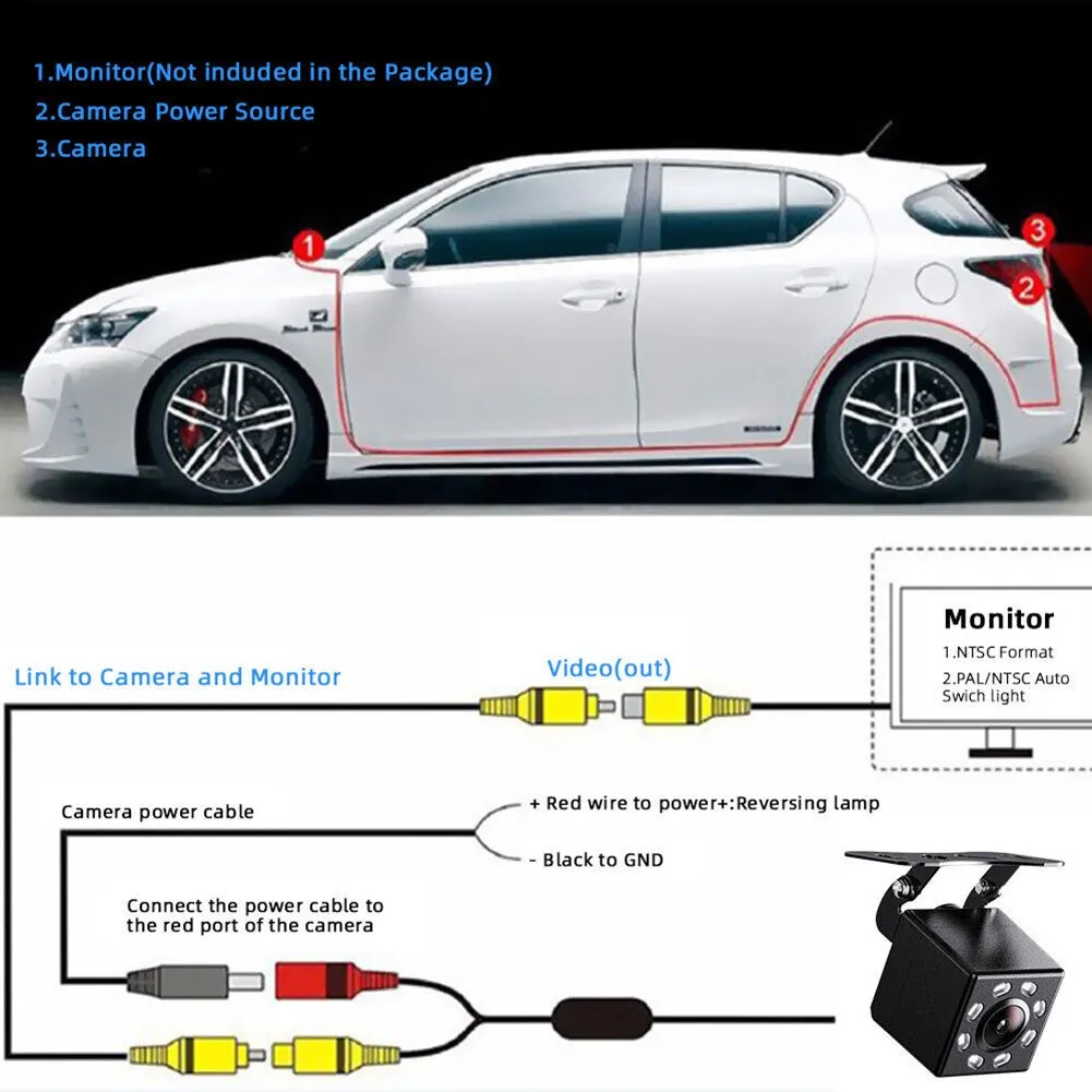 4.3 Inch LCD Display Backup Camera Monitor 8 LED Lights