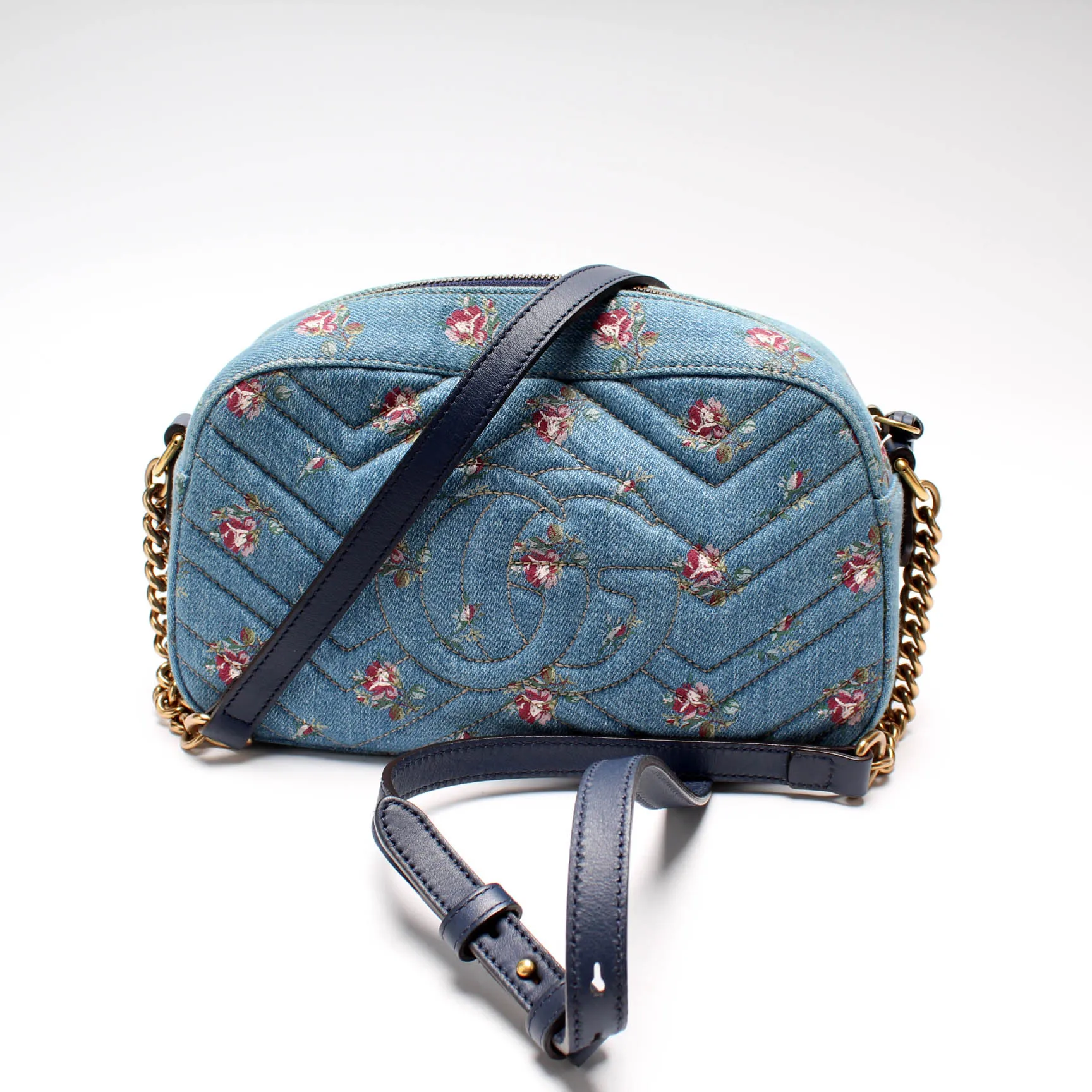 447632 Marmont Small Denim Camera
