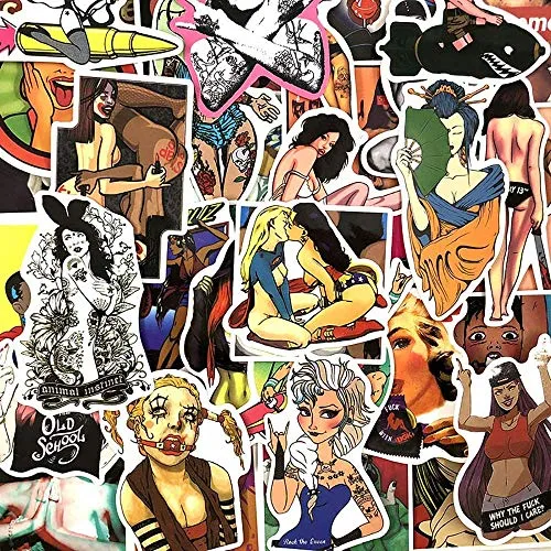 50 pcs Sexy Women Stickers for Skateboard Graffiti Laptop Luggage Guitar Car Decals
