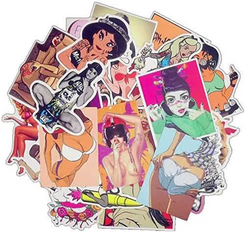 50 pcs Sexy Women Stickers for Skateboard Graffiti Laptop Luggage Guitar Car Decals