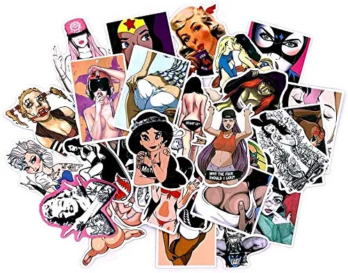 50 pcs Sexy Women Stickers for Skateboard Graffiti Laptop Luggage Guitar Car Decals