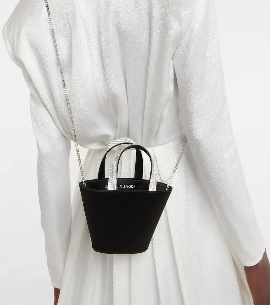 Amina Muaddi Rih embellished satin bucket bag