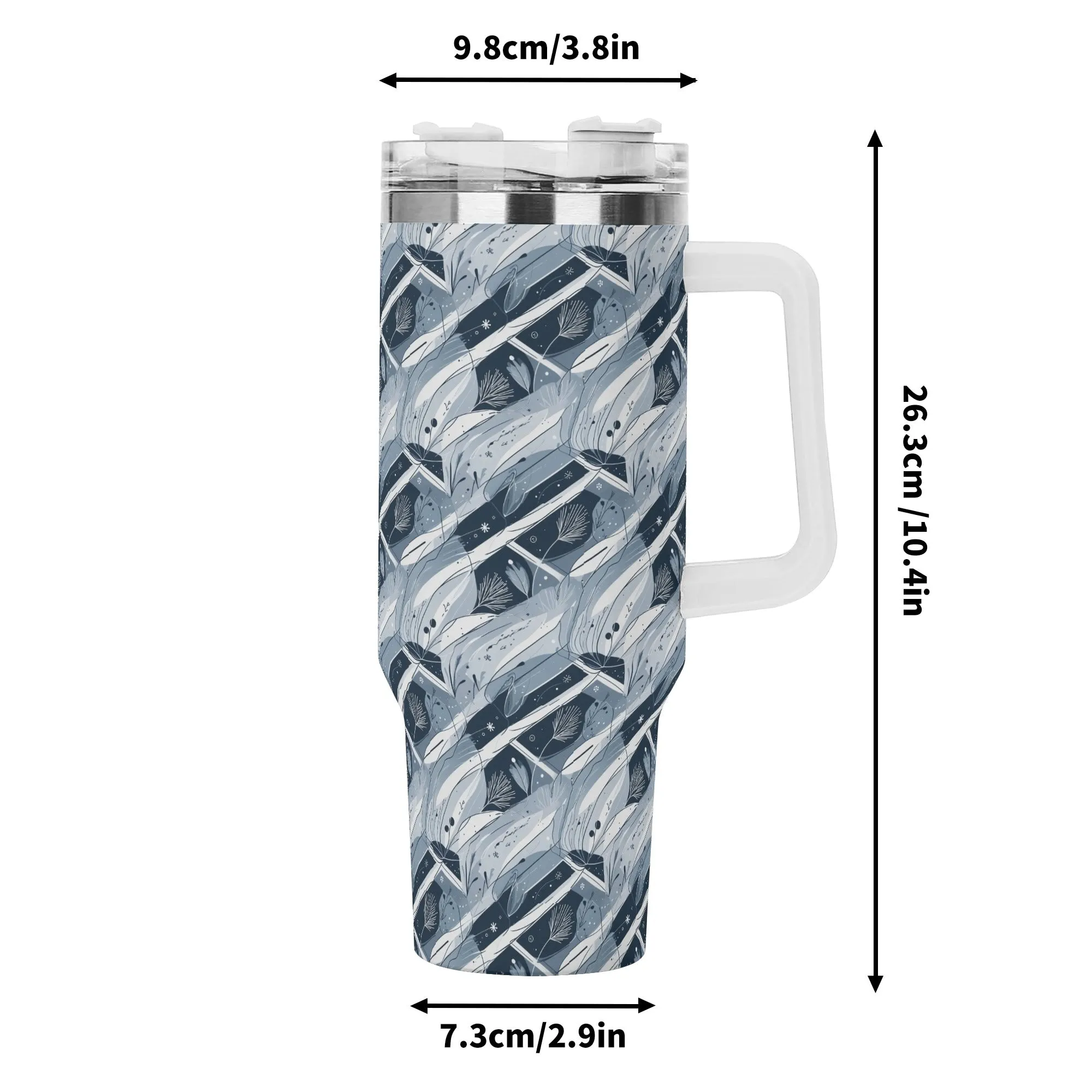 Blue Wind 40oz Stainless Steel Tumbler Gift With White Handle and Straw
