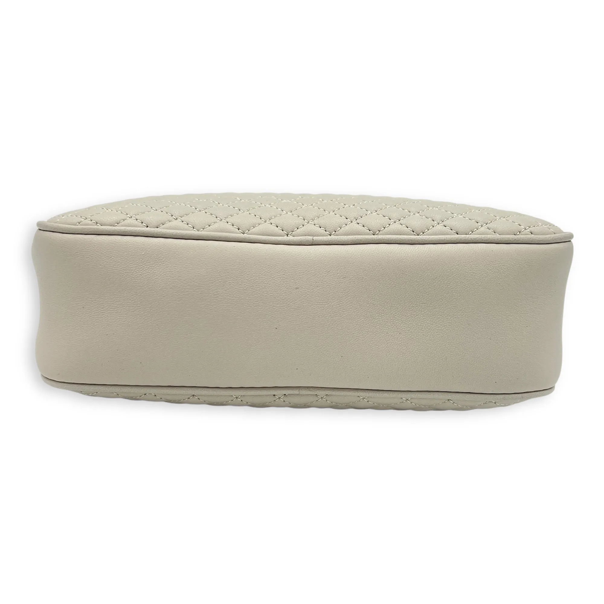 Camera Crossbody Bag White in Lambskin, Gold hardware