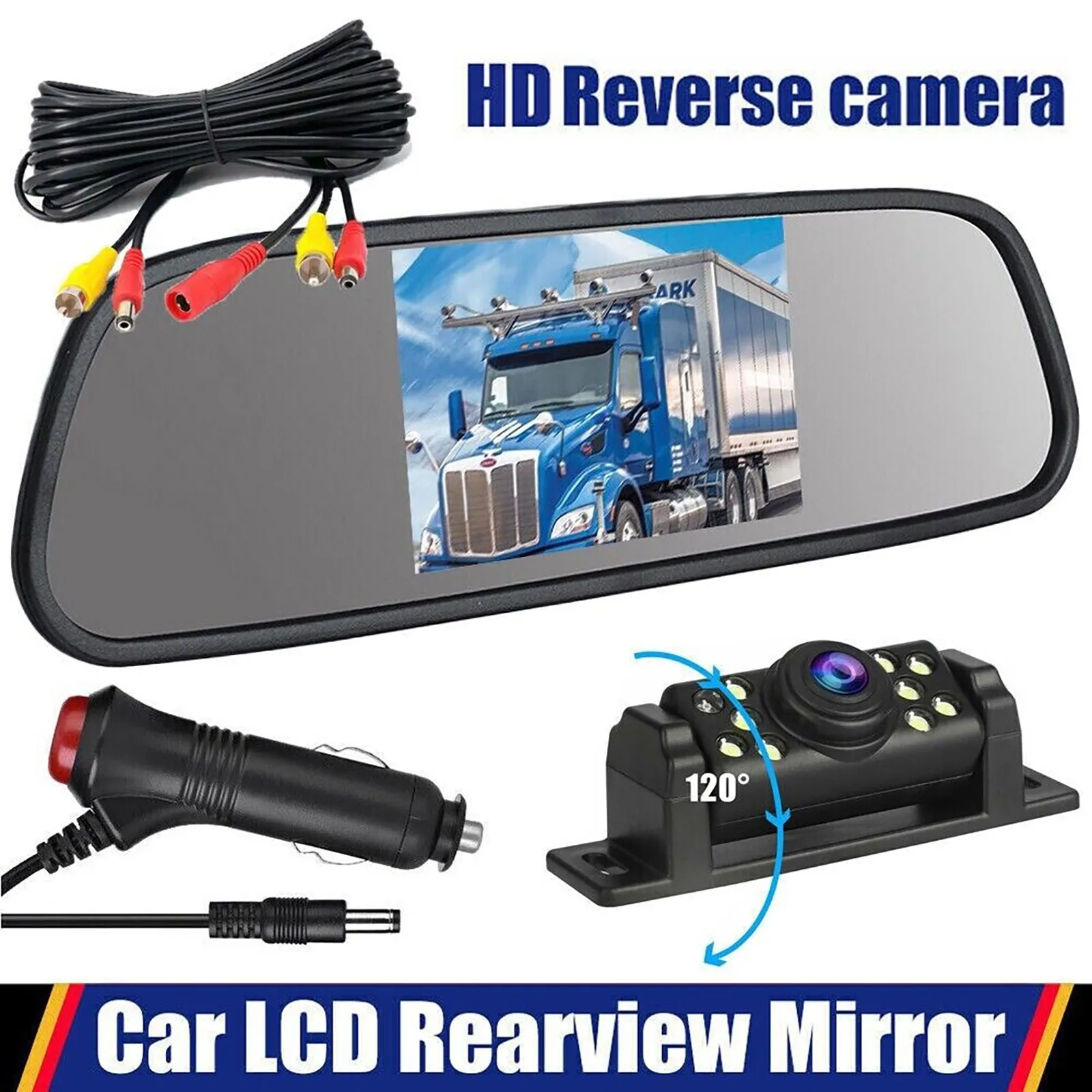 Car Rear View Backup Camera Kit 5 inch LCD HD Display 9LED