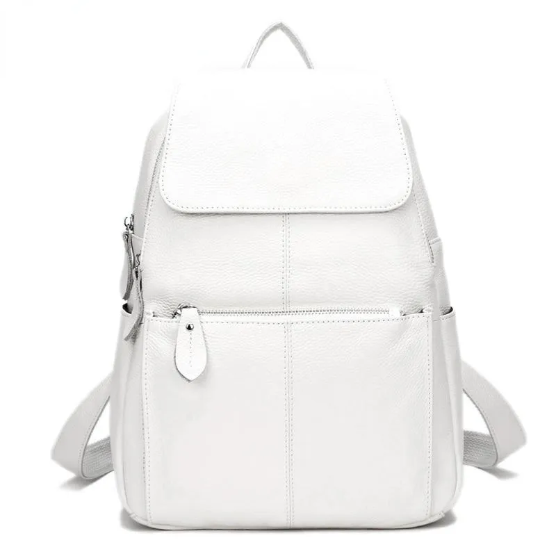 Casual High Quality Ladies‘s Soft Genuine Leather Schoolbag With Large Capactity