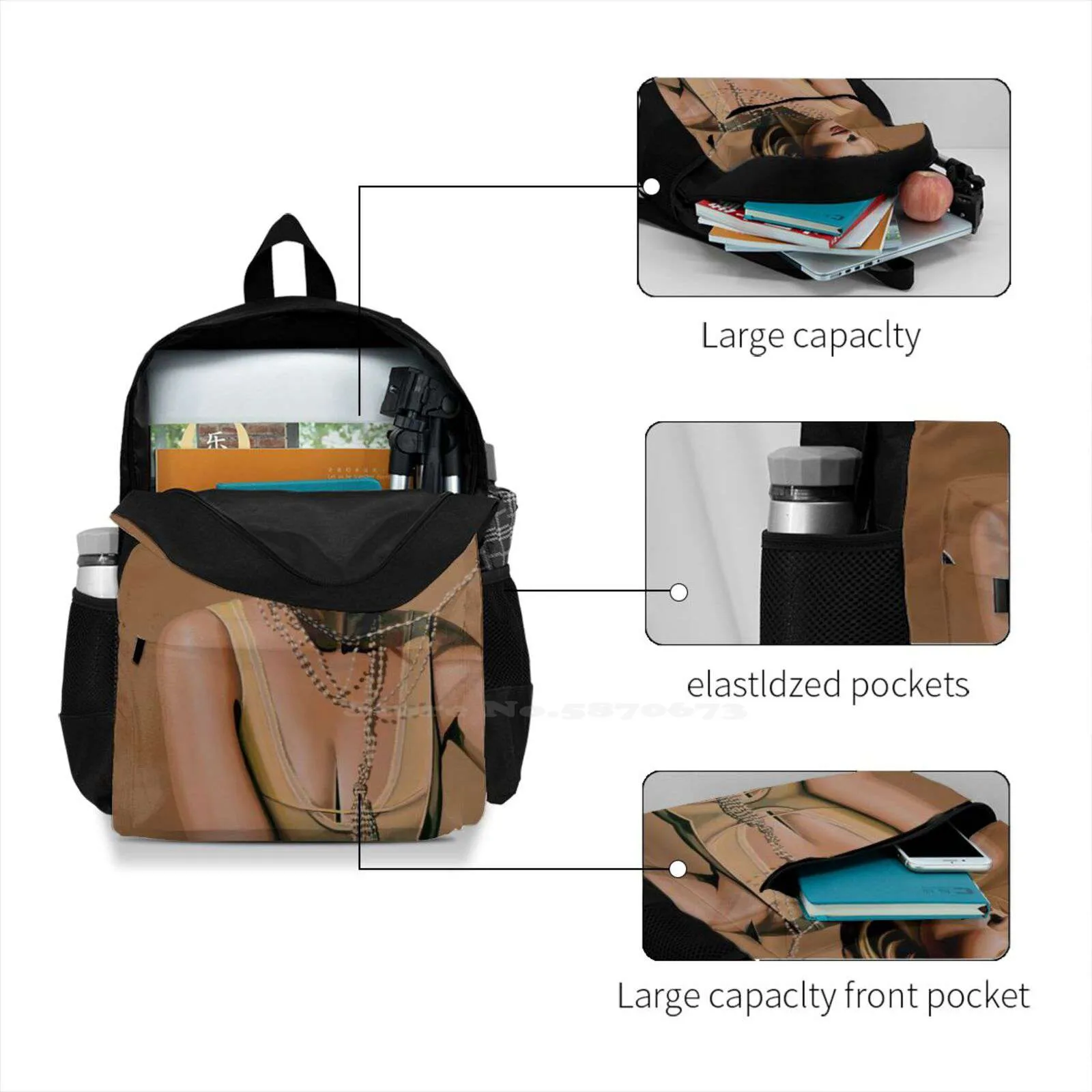 Cate Blanchett Painting School Bag Big Capacity Backpack Laptop 15 Inch Cate Blanchett Elizabeth Paul Meijering Elf The Aviator