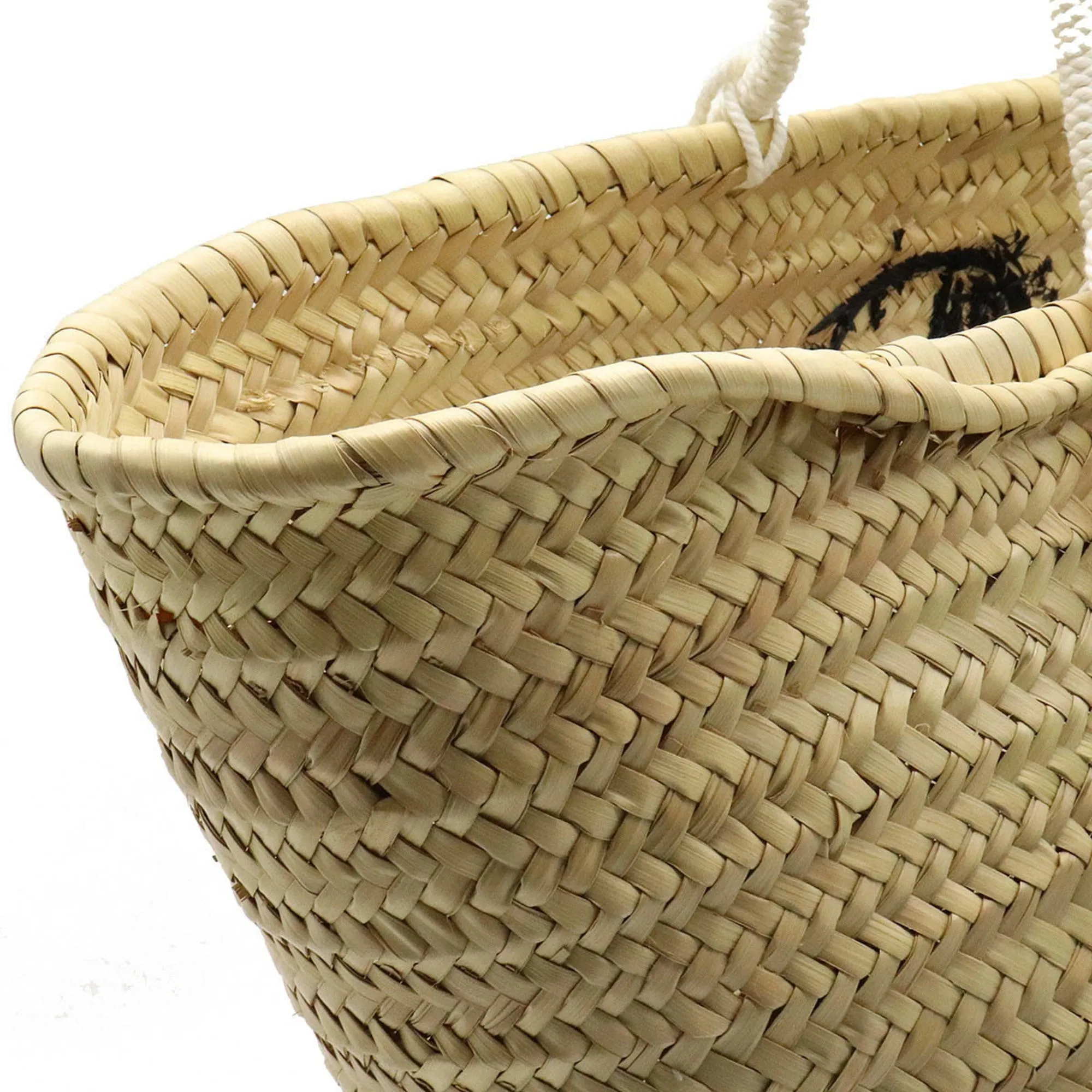 Celine basket bag large tote shoulder raffia natural black 192712CGW.38NO