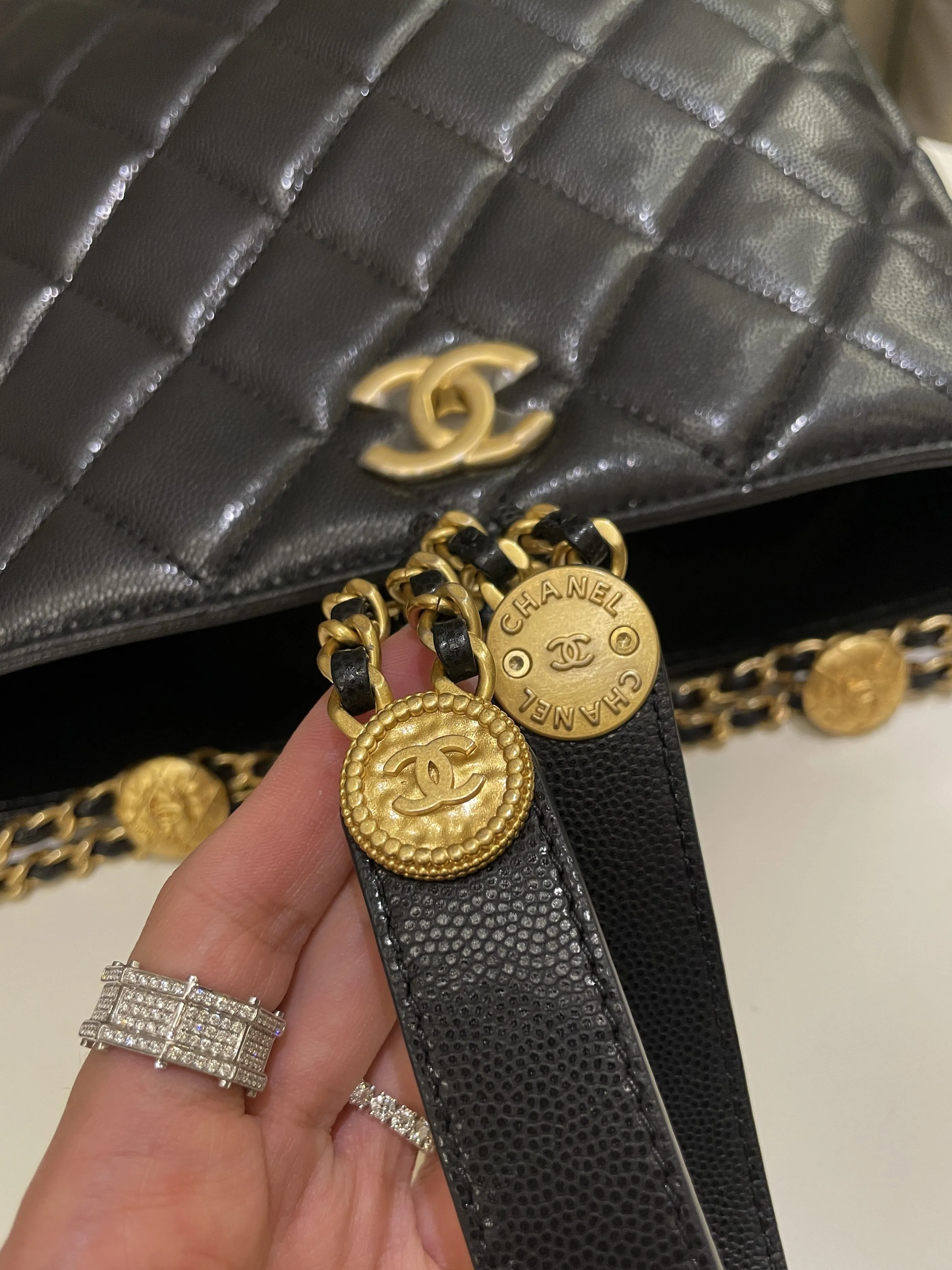 Chanel 22A Twist Your Button Hobo Bag Black Caviar