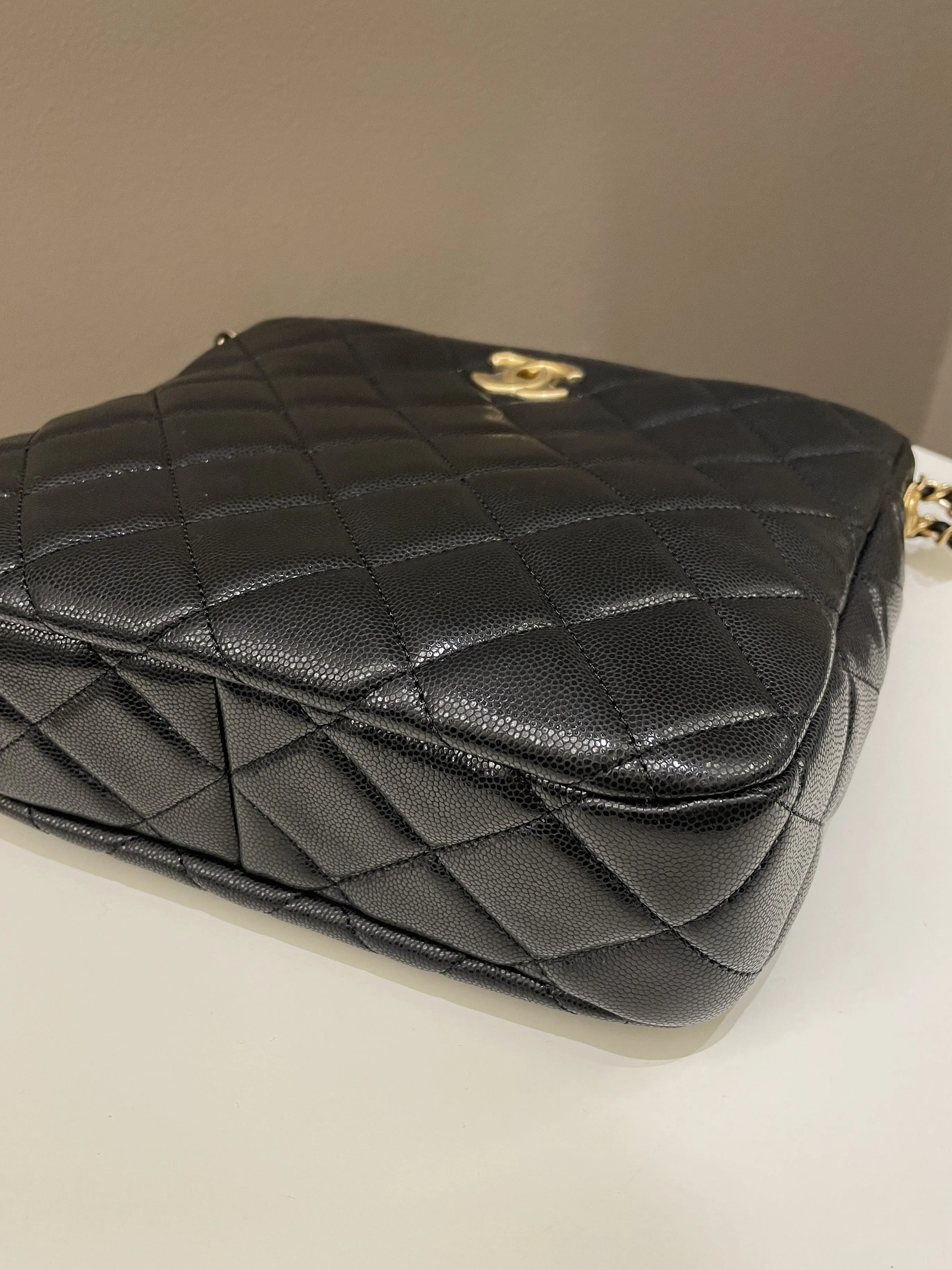 Chanel 22A Twist Your Button Hobo Bag Black Caviar