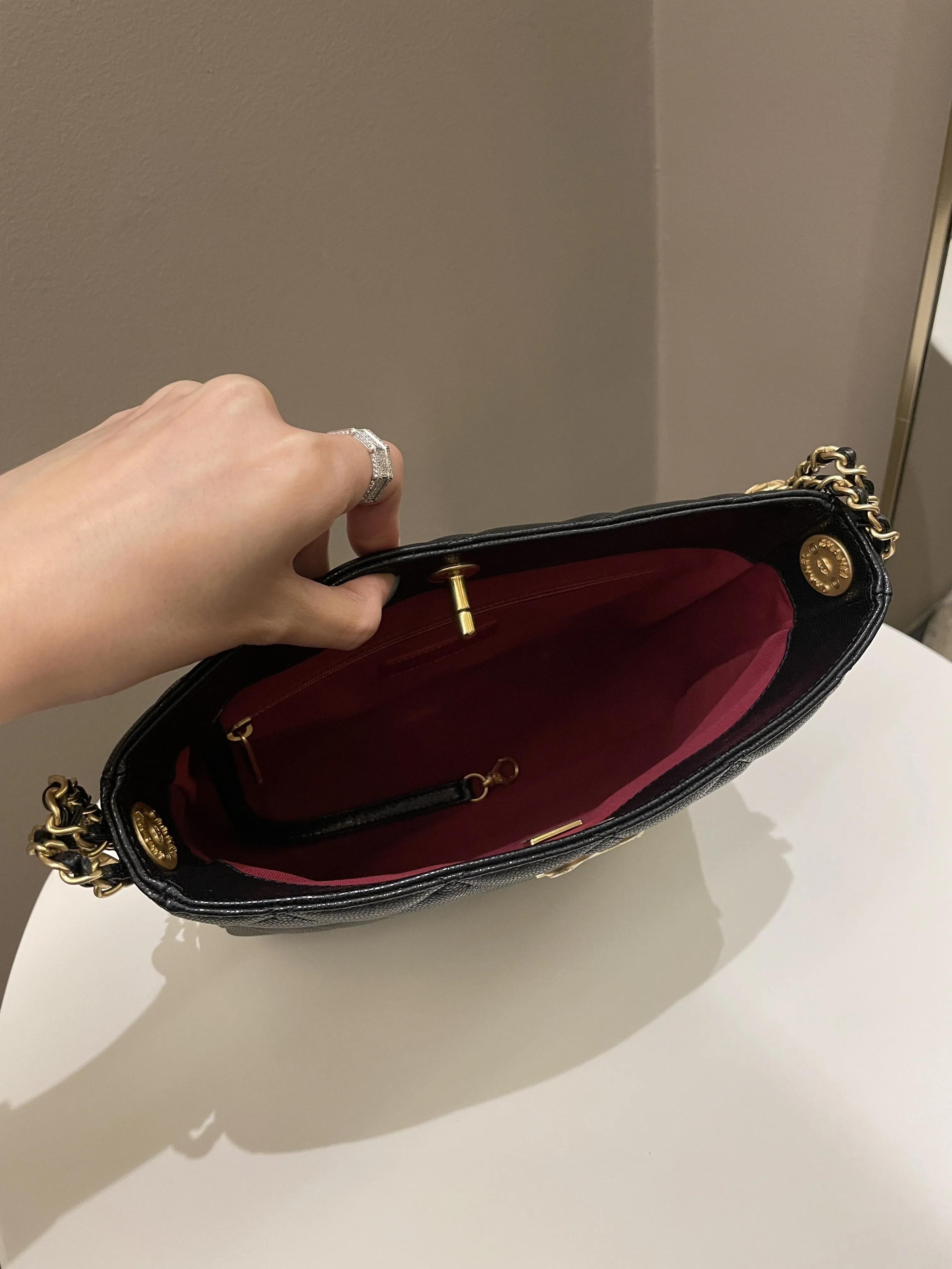 Chanel 22A Twist Your Button Hobo Bag Black Caviar