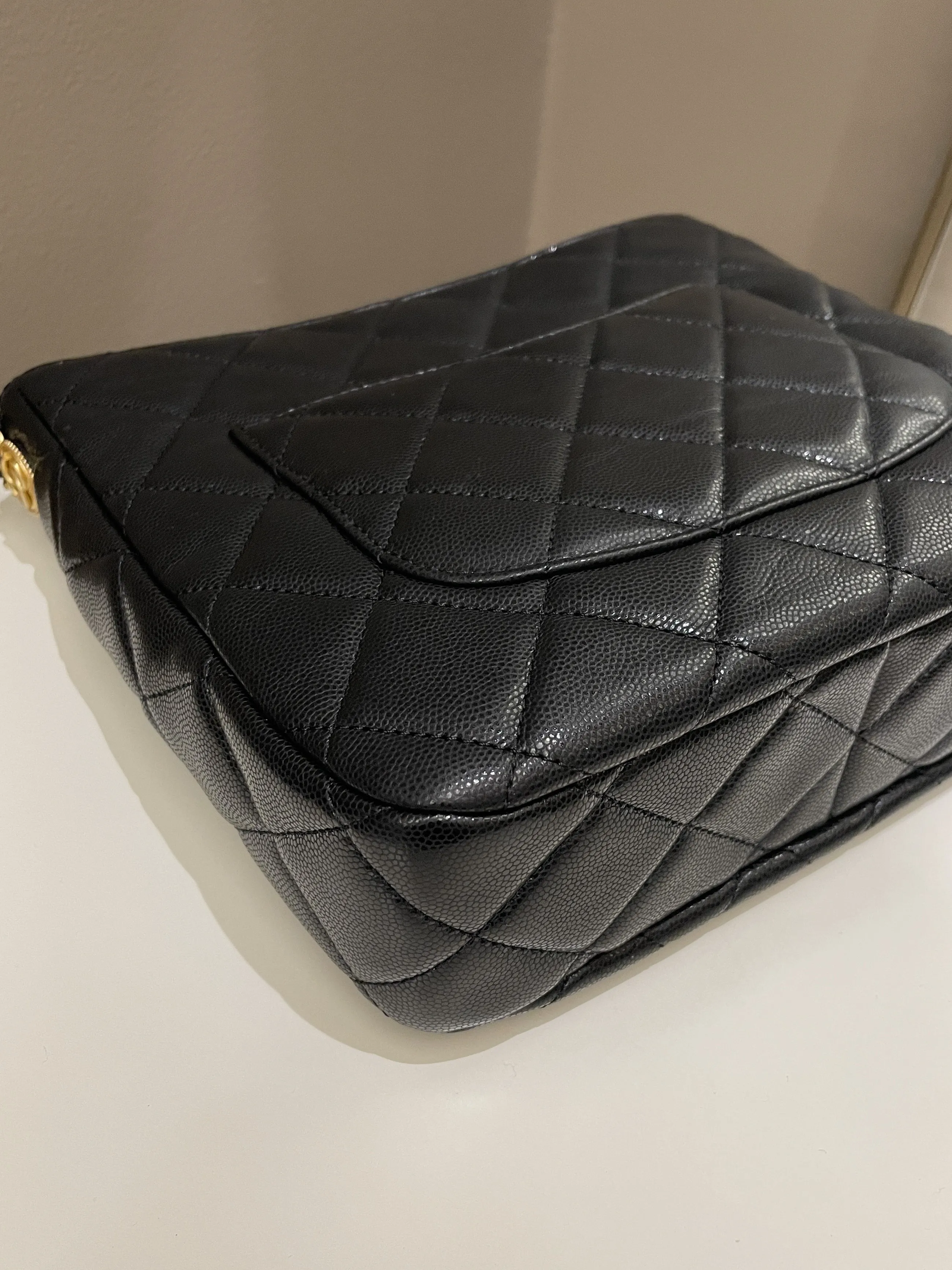 Chanel 22A Twist Your Button Hobo Bag Black Caviar