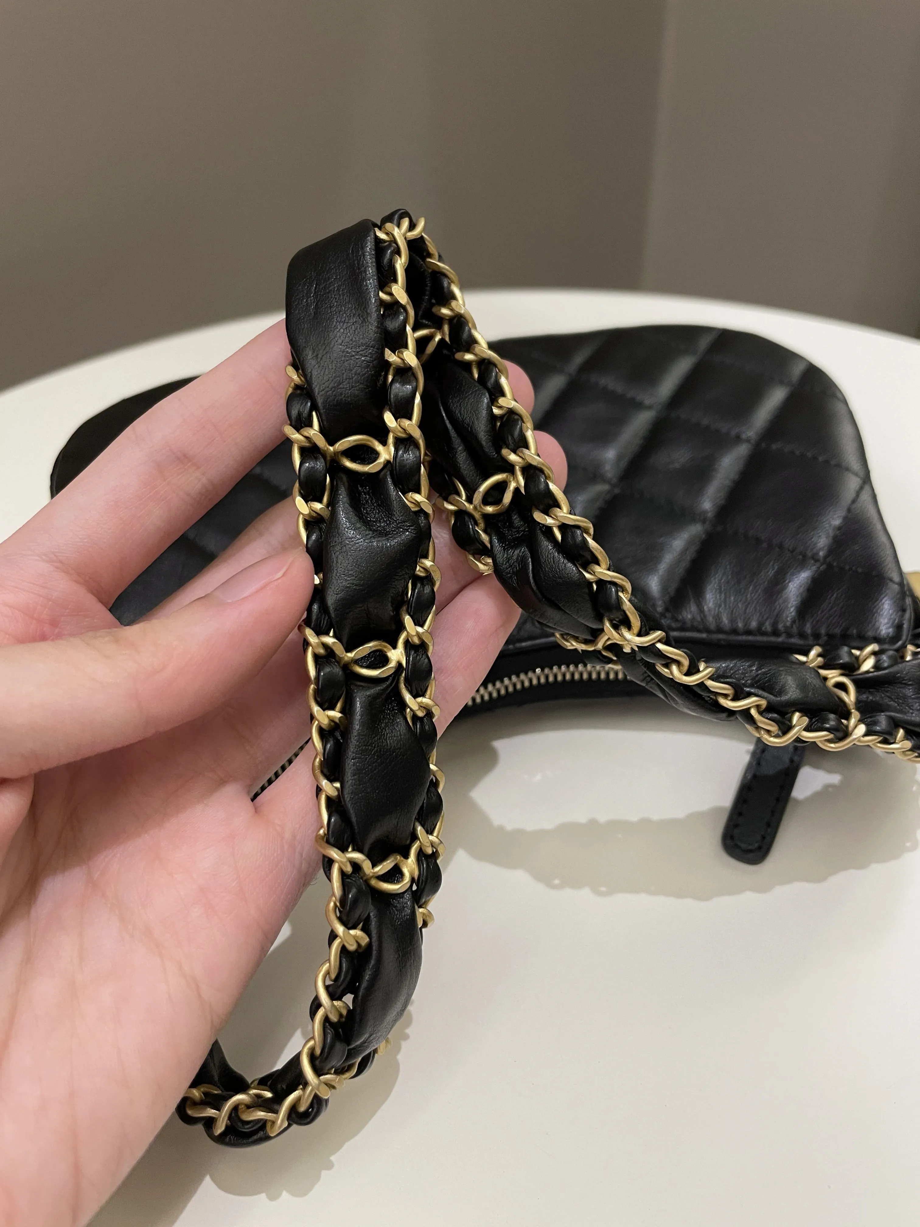 Chanel 23K Hobo Bag Black Calfskin