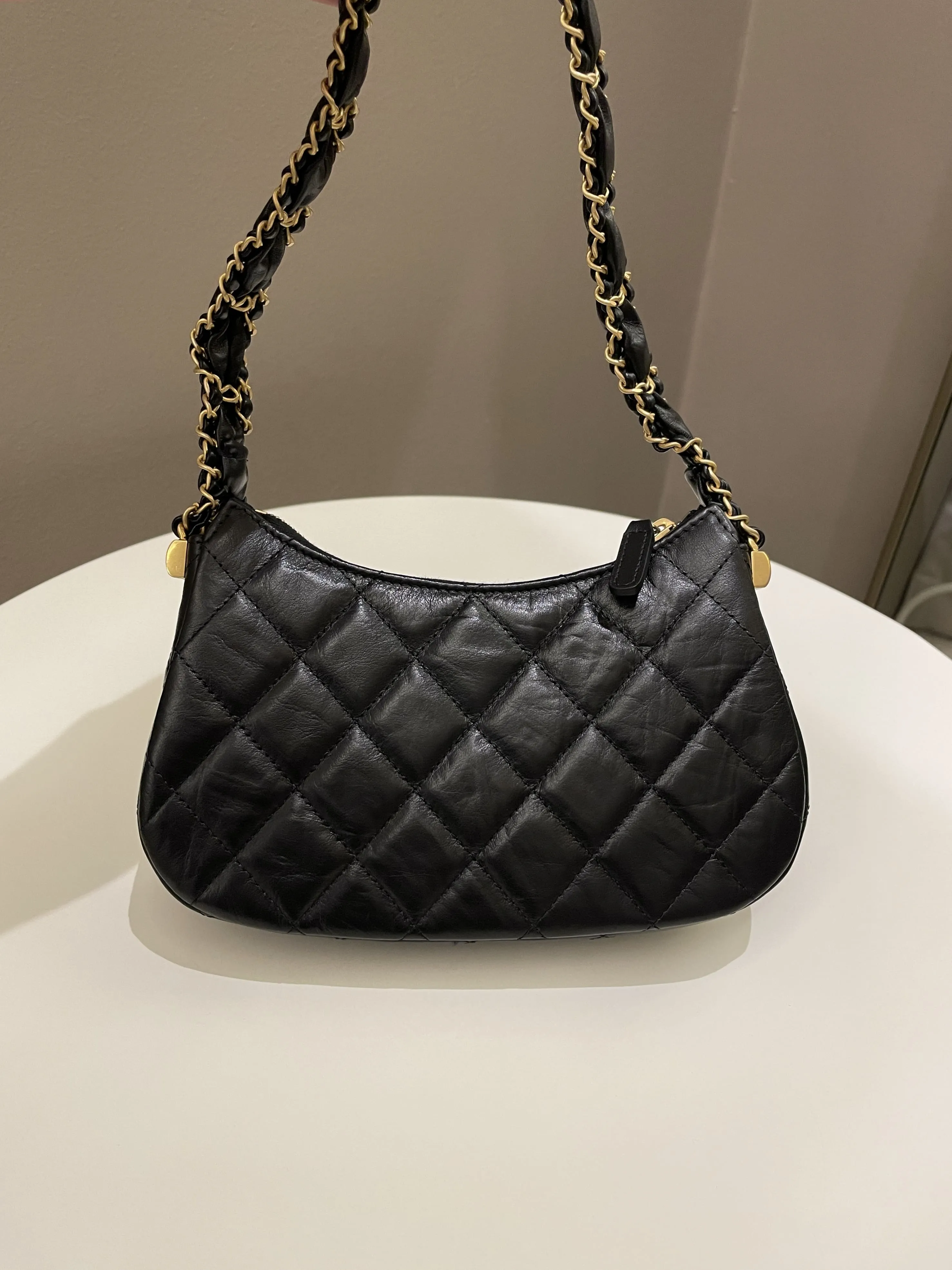 Chanel 23K Hobo Bag Black Calfskin