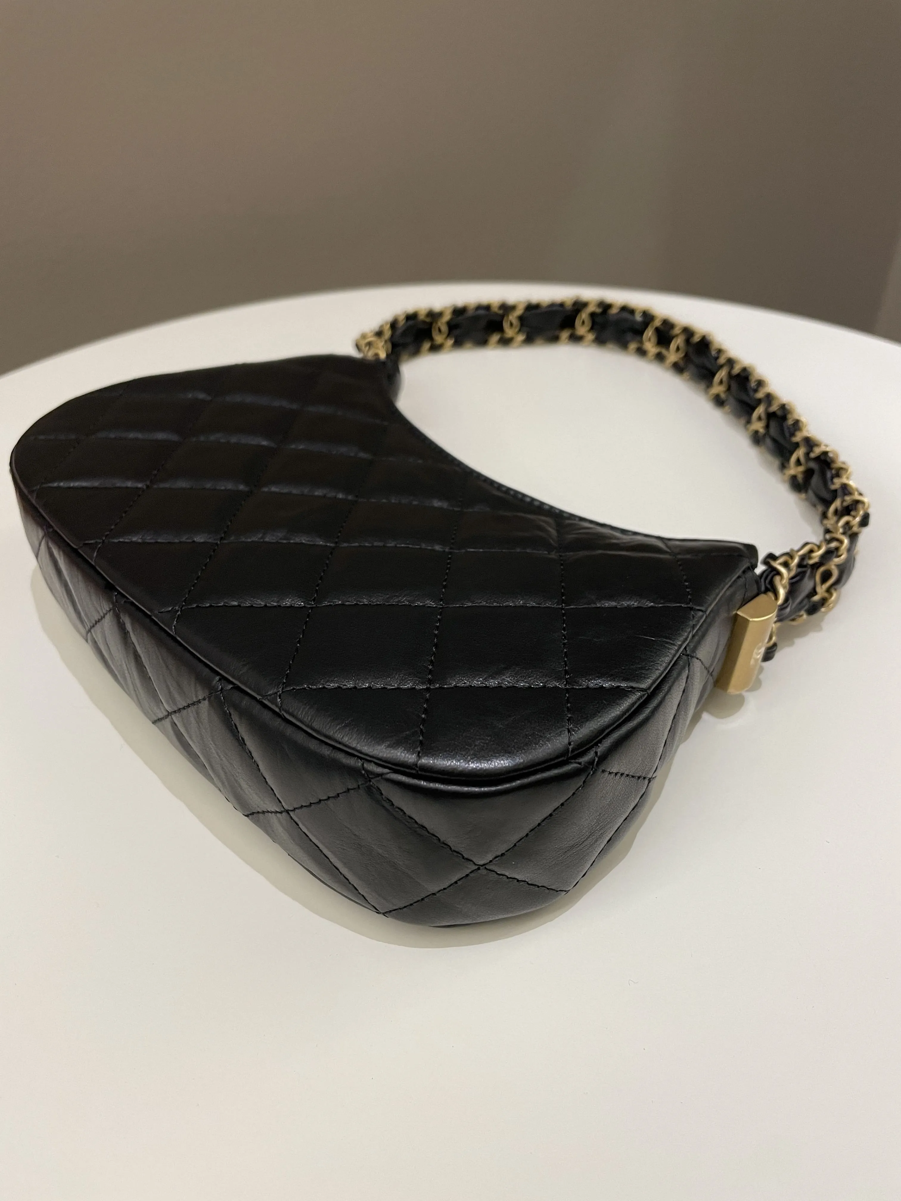Chanel 23K Hobo Bag Black Calfskin