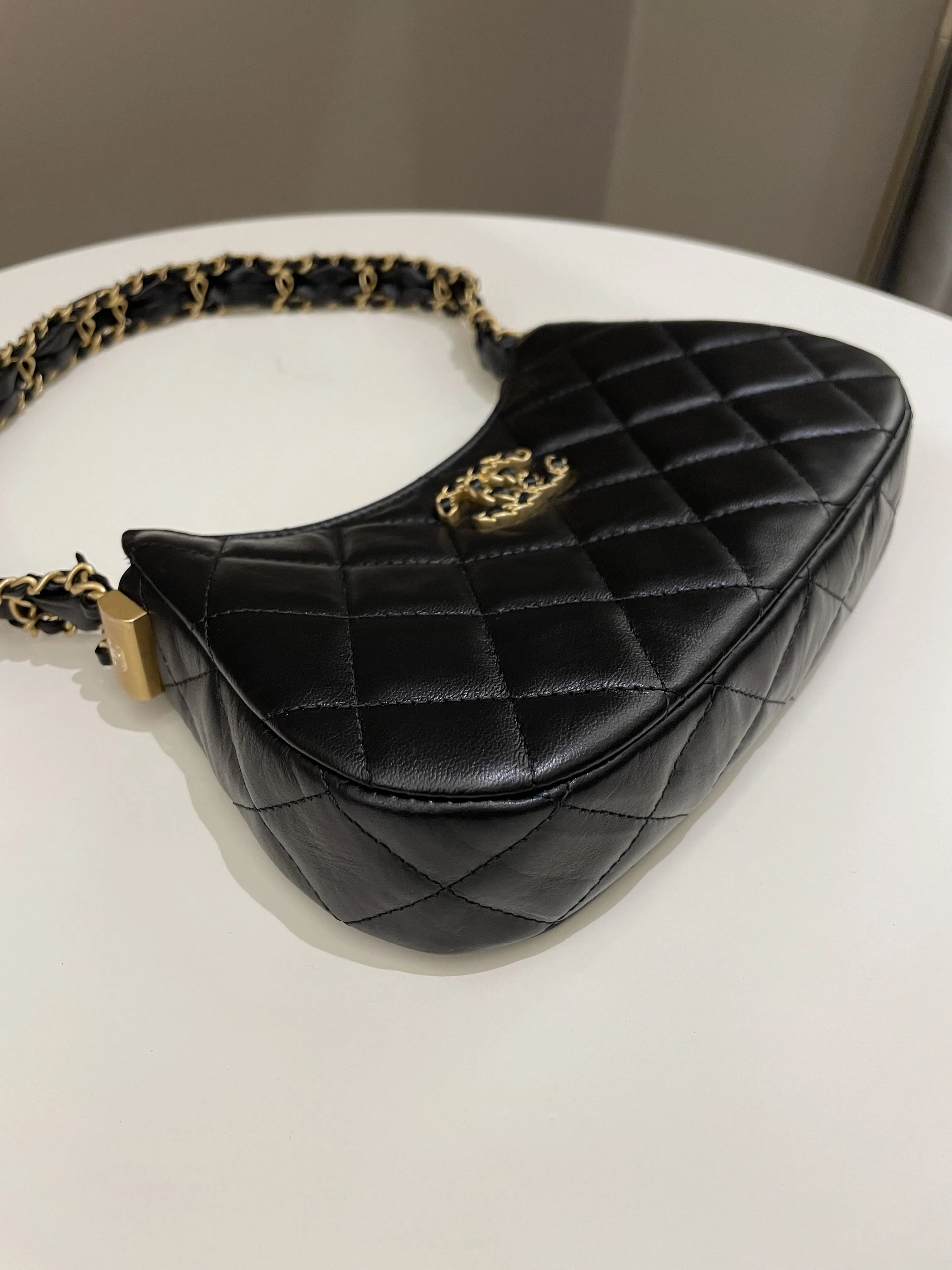 Chanel 23K Hobo Bag Black Calfskin