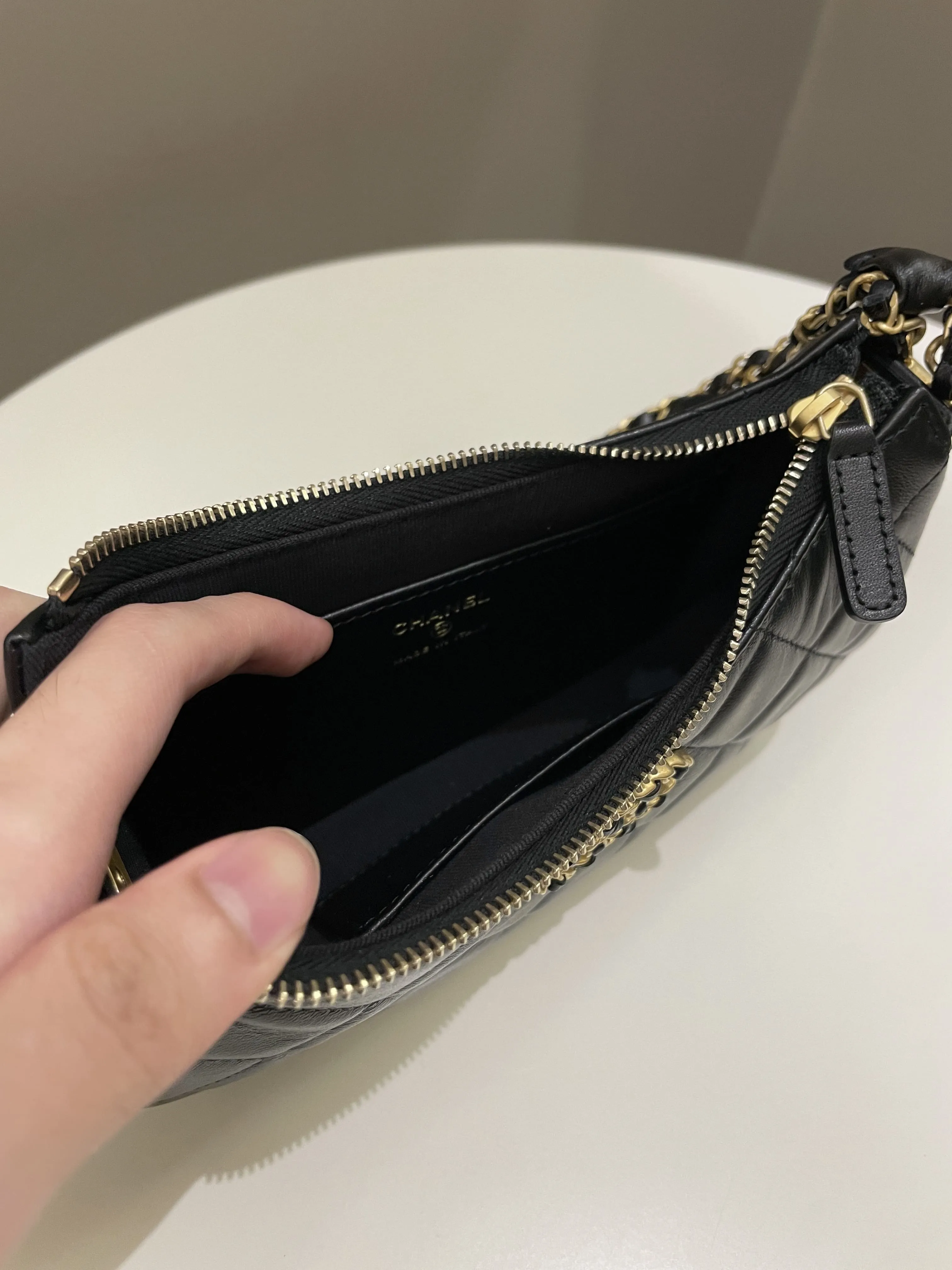 Chanel 23K Hobo Bag Black Calfskin