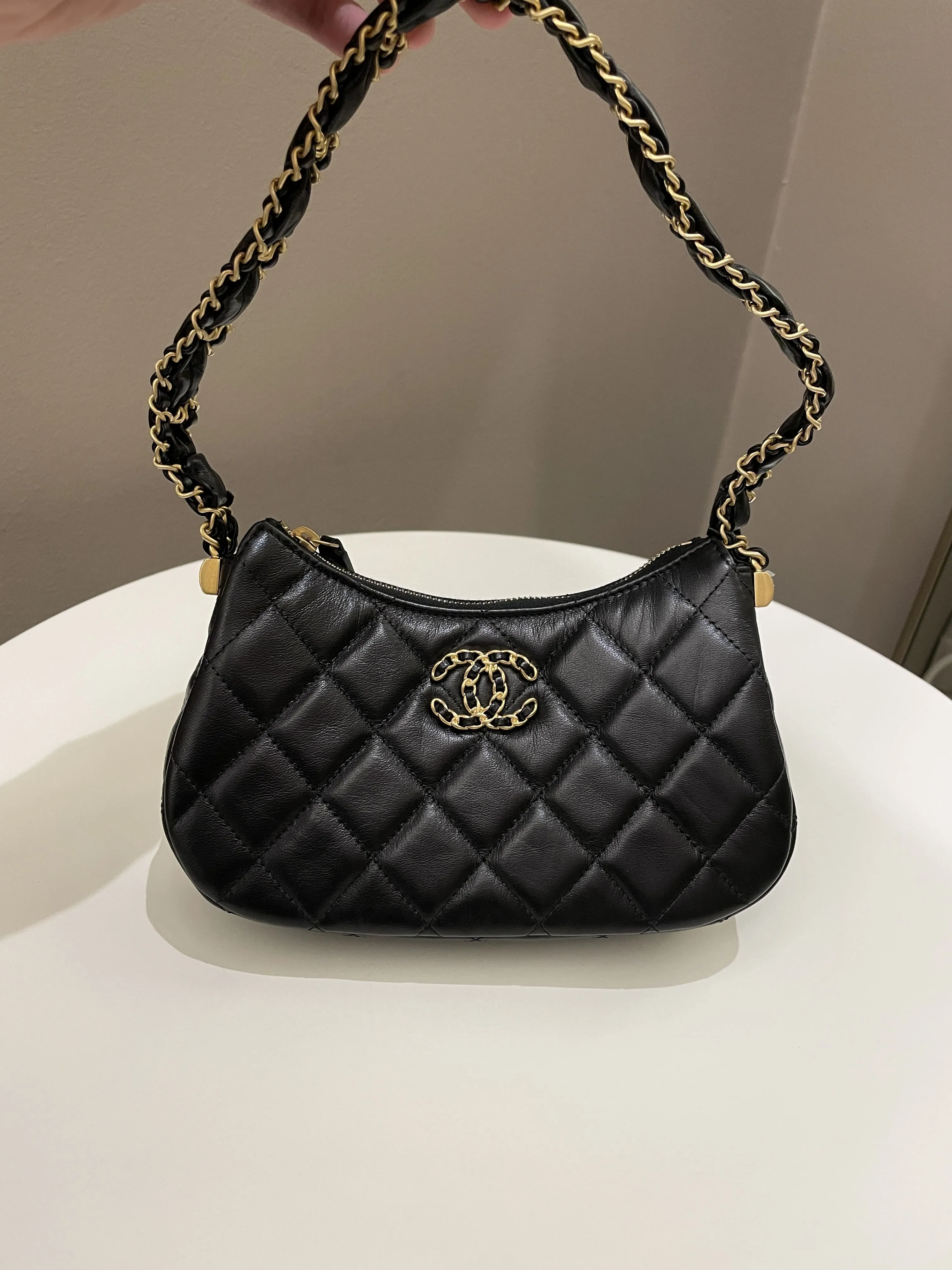 Chanel 23K Hobo Bag Black Calfskin