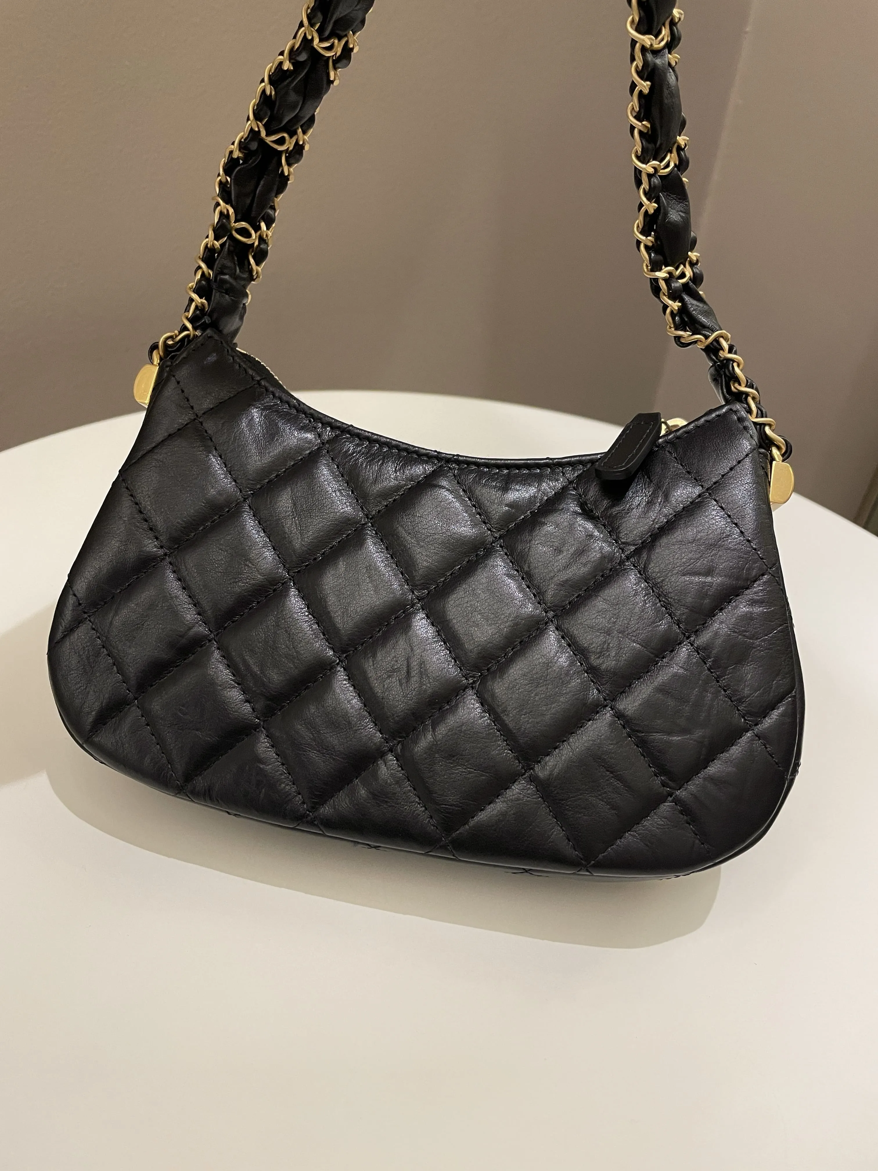 Chanel 23K Hobo Bag Black Calfskin