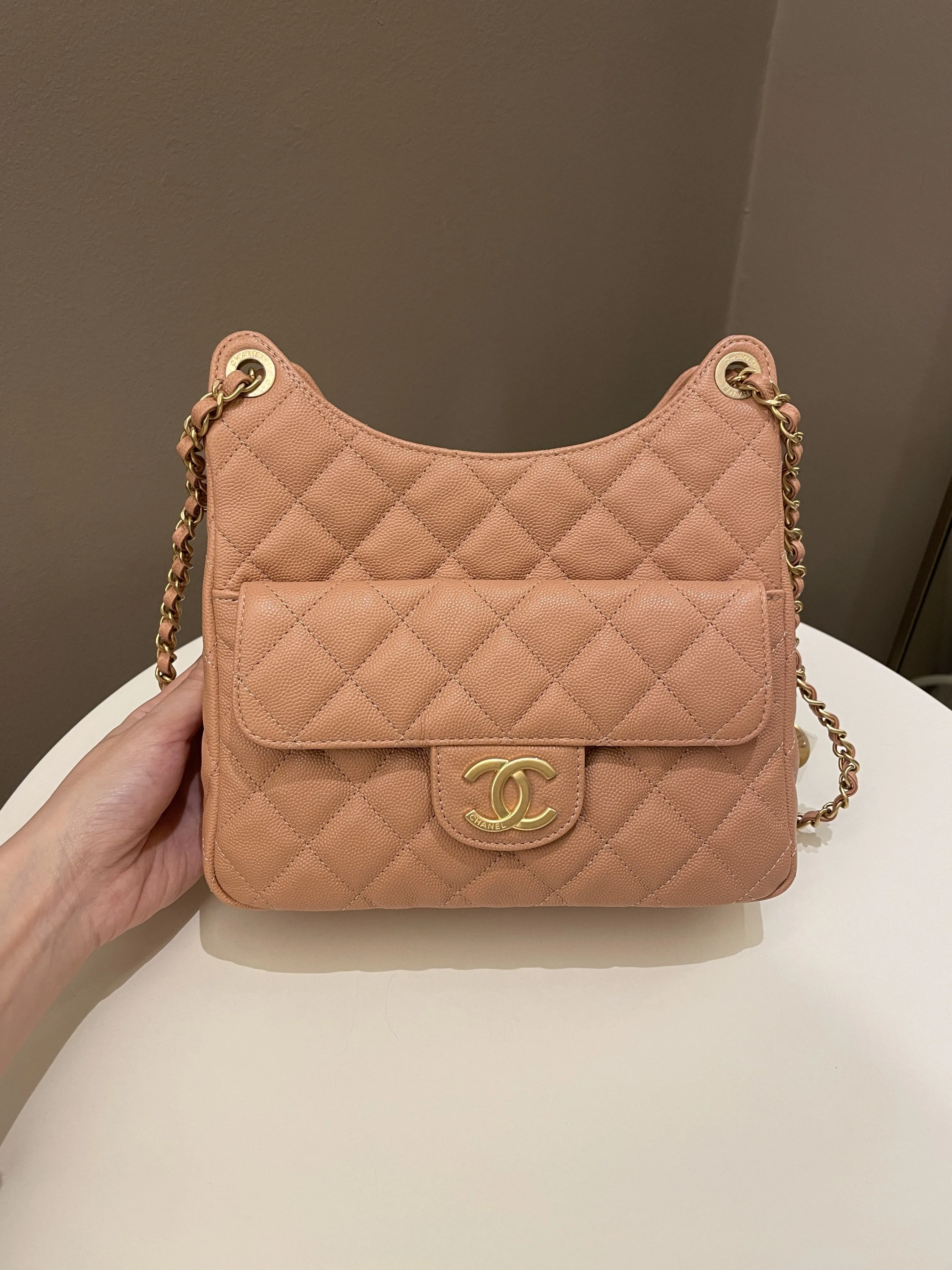 Chanel 23P Hobo Bag Caramel Caviar
