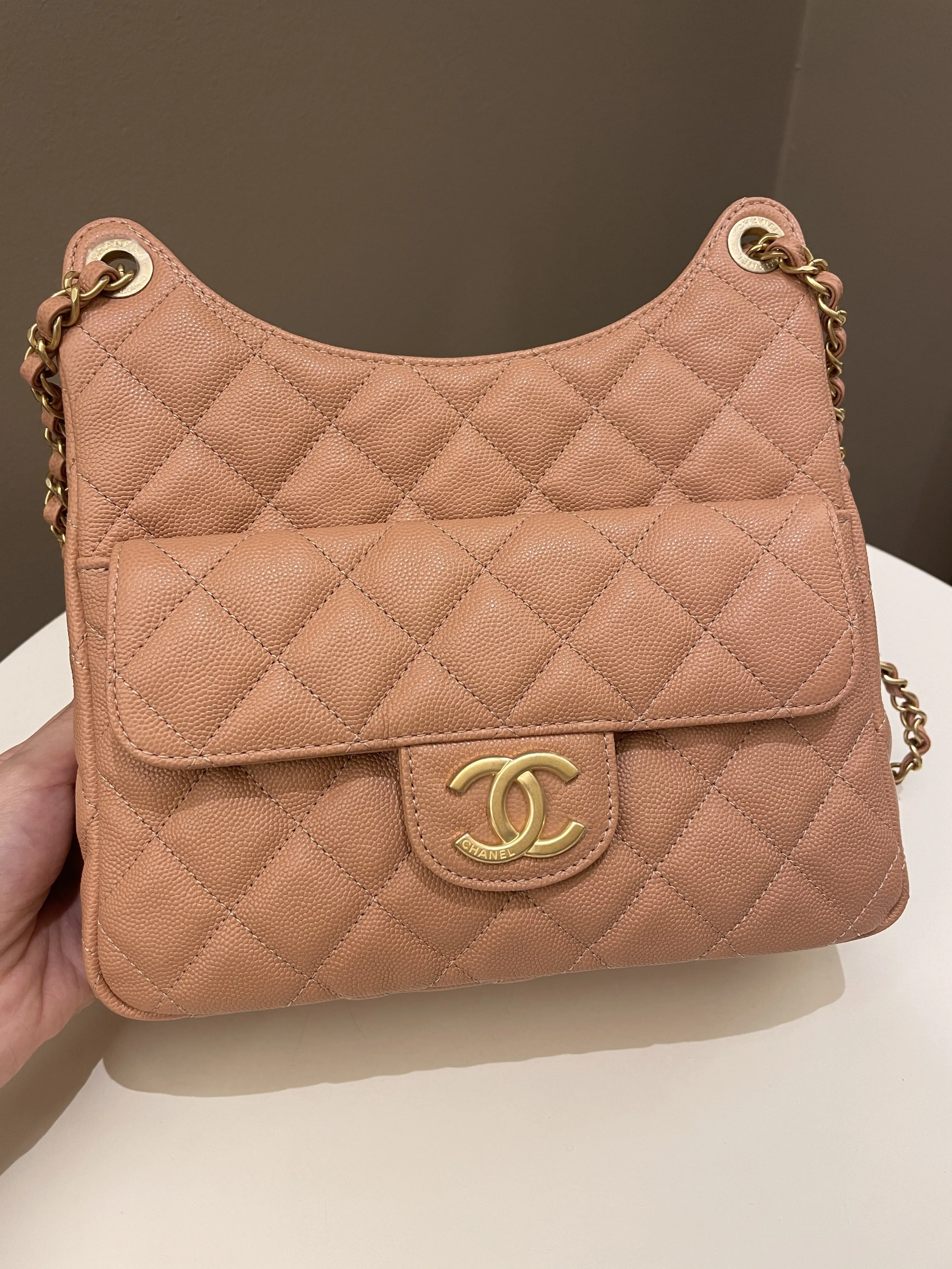 Chanel 23P Hobo Bag Caramel Caviar