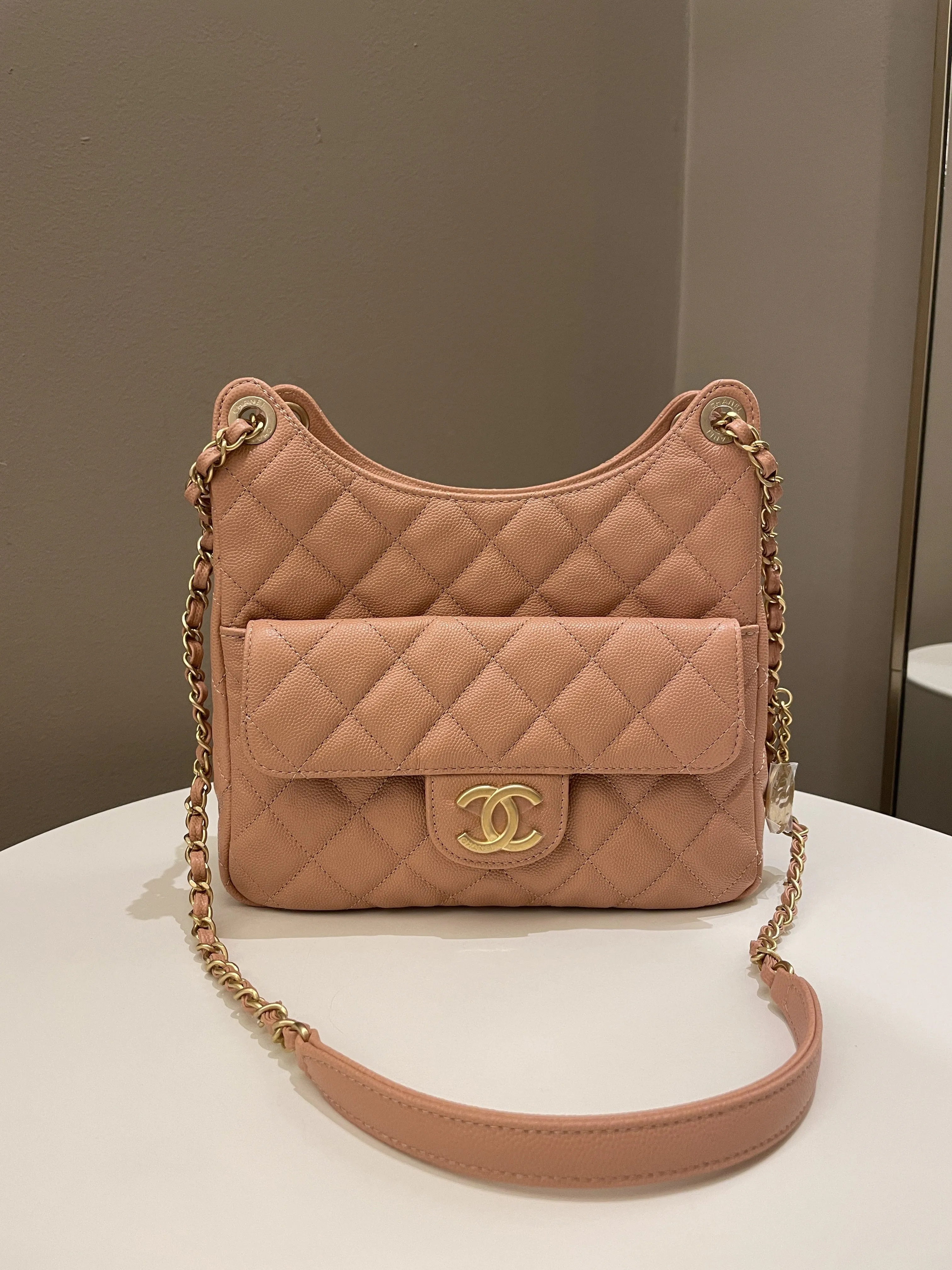 Chanel 23P Hobo Bag Caramel Caviar