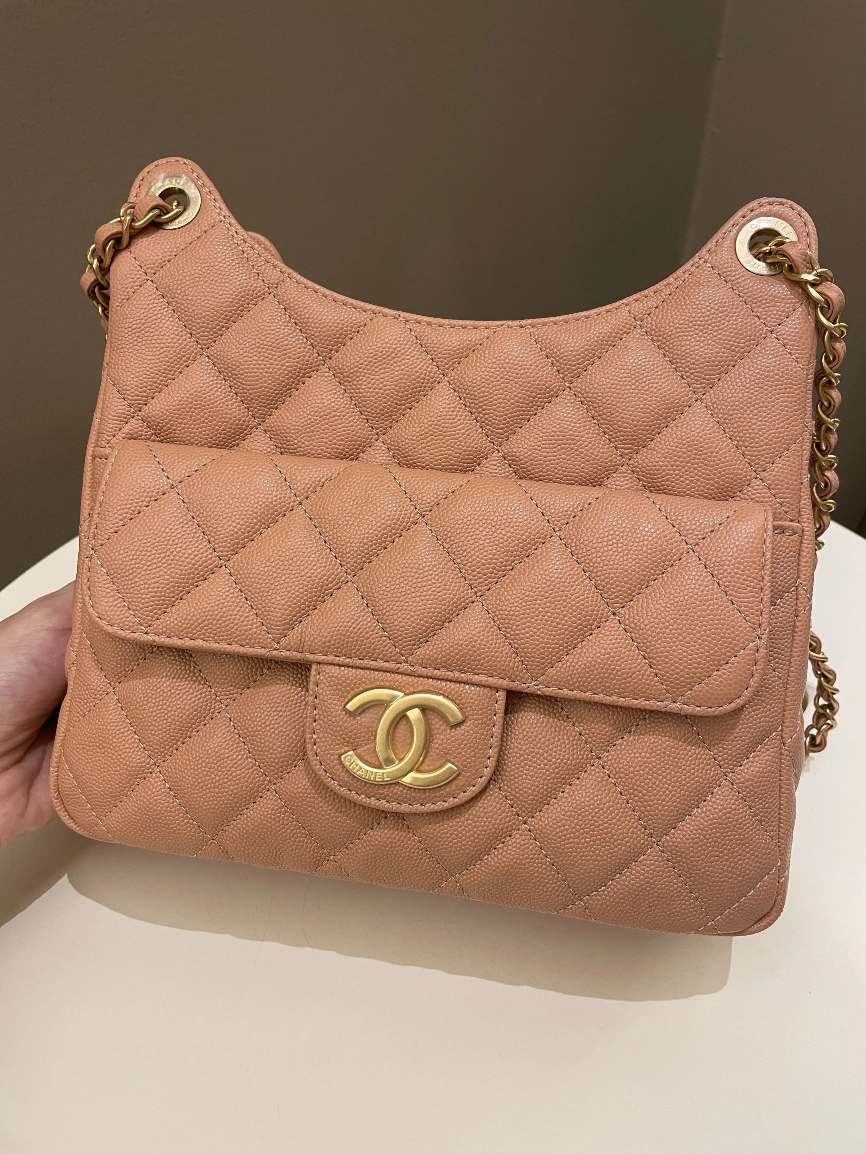 Chanel 23P Hobo Bag Caramel Caviar