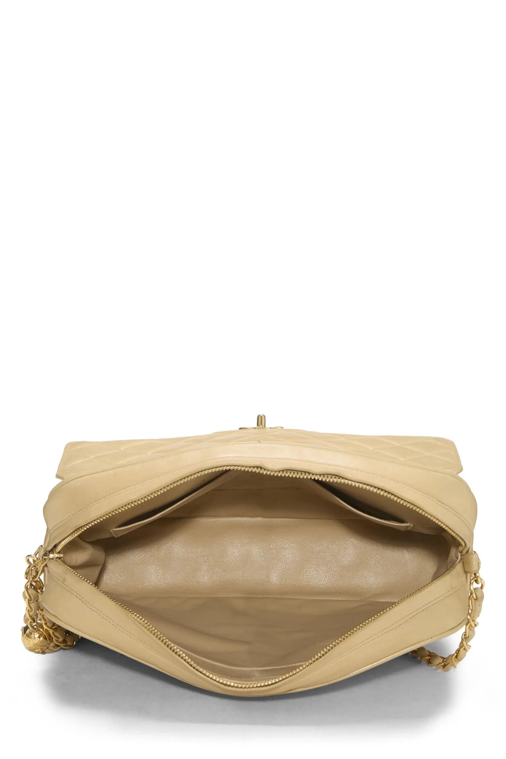 Chanel,  Beige Quilted Lambskin Pocket Camera Bag Large, Beige