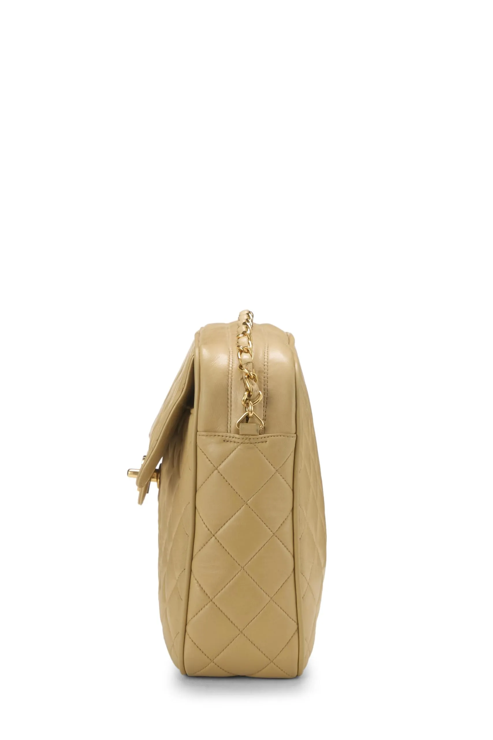 Chanel,  Beige Quilted Lambskin Pocket Camera Bag Large, Beige