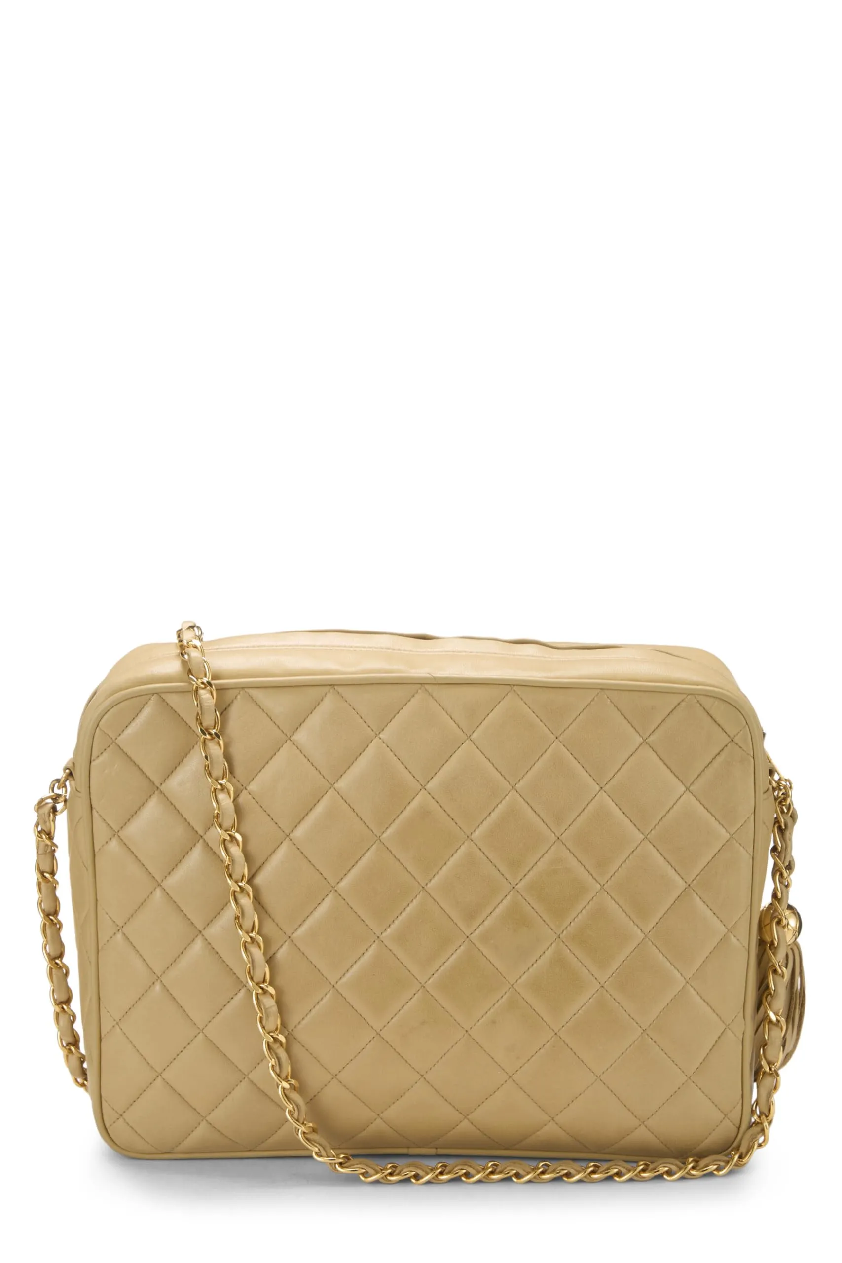 Chanel,  Beige Quilted Lambskin Pocket Camera Bag Large, Beige