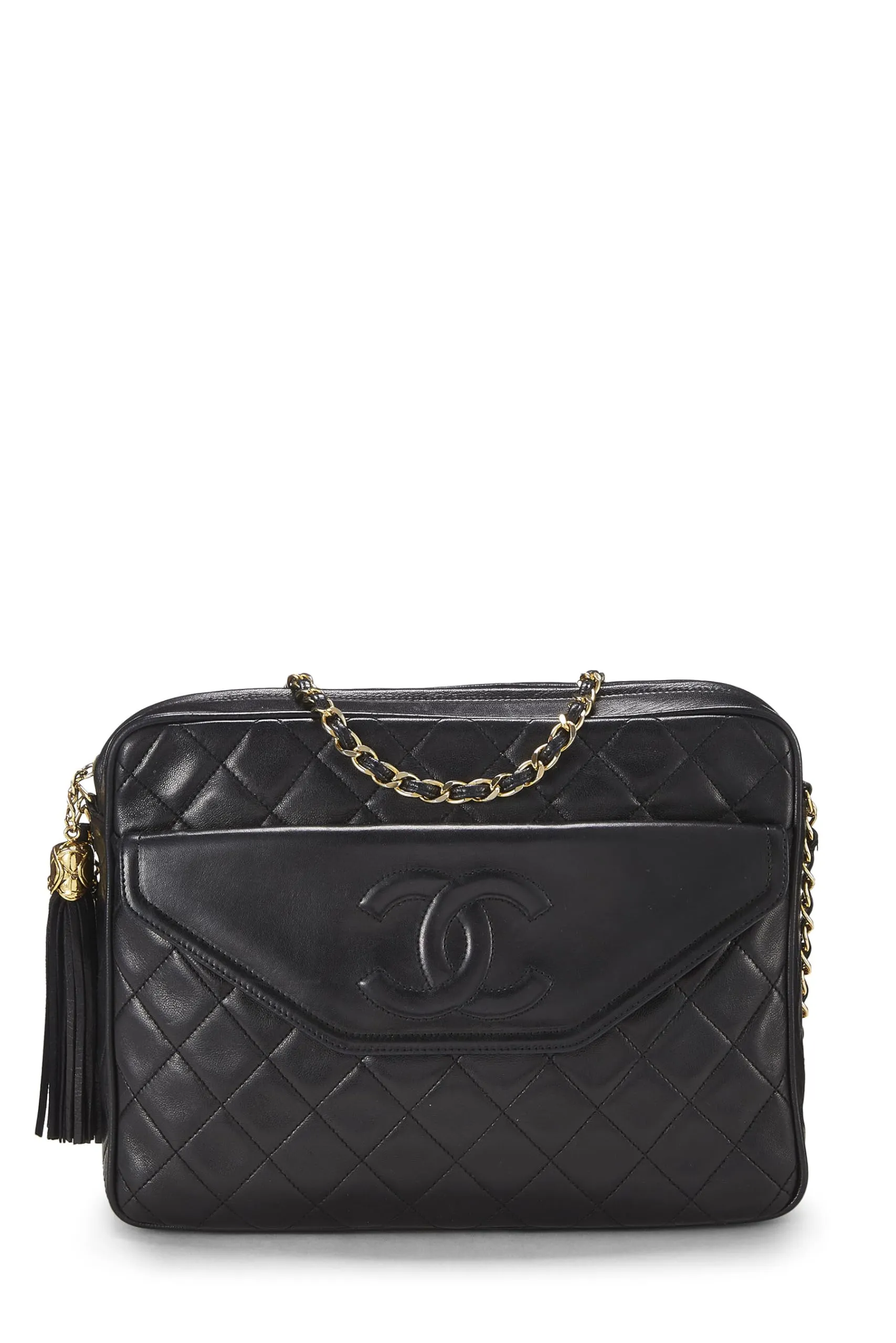 Chanel,  Black Quilted Lambskin Pocket Camera Bag Large, Black