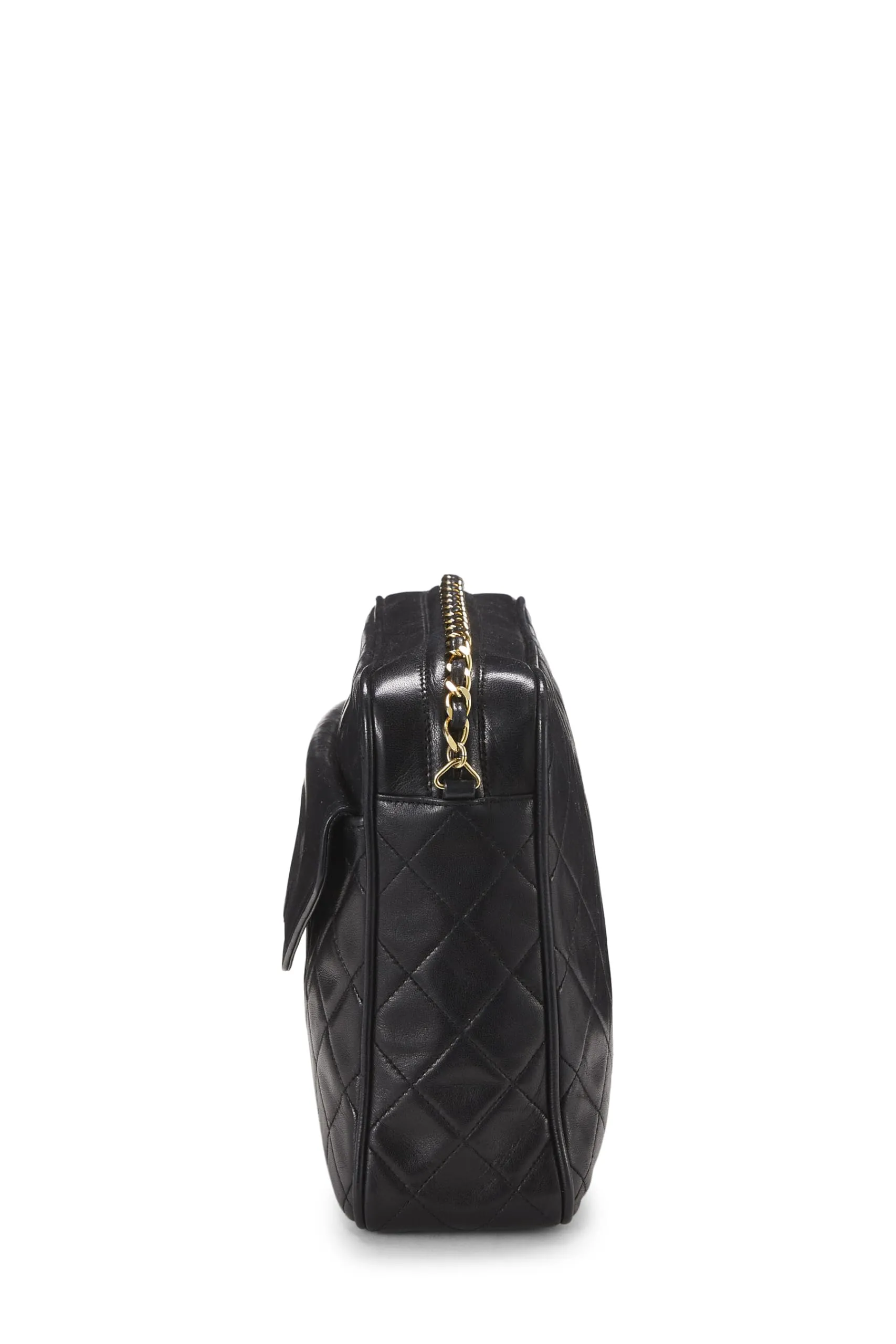 Chanel,  Black Quilted Lambskin Pocket Camera Bag Large, Black
