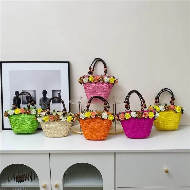 Colorful Small Straw Basket Bag Purses For Summer-Showtown