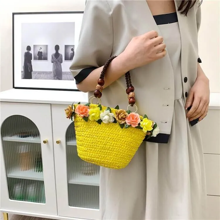 Colorful Small Straw Basket Bag Purses For Summer-Showtown