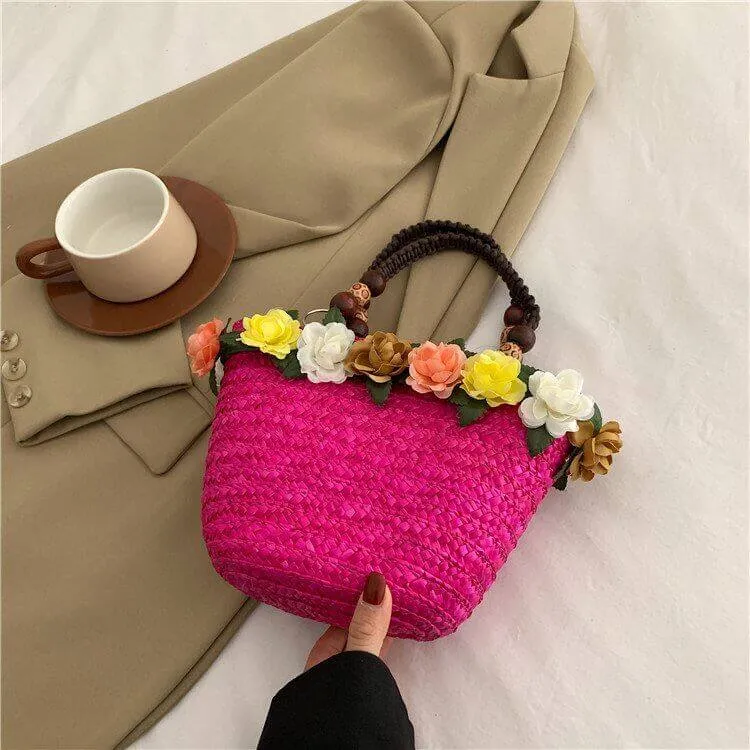 Colorful Small Straw Basket Bag Purses For Summer-Showtown
