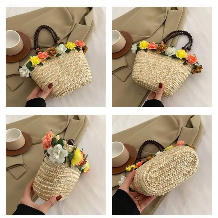 Colorful Small Straw Basket Bag Purses For Summer-Showtown