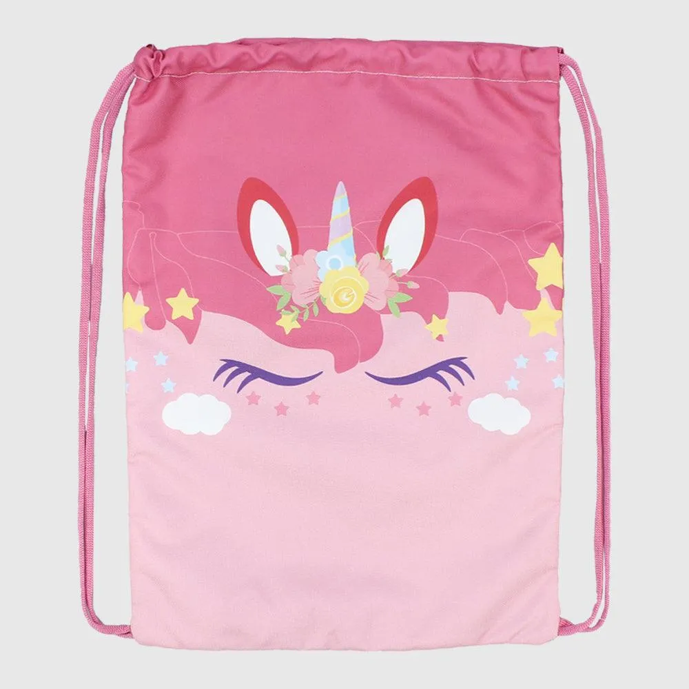 Cubs Unicorn Face Pink String Bag