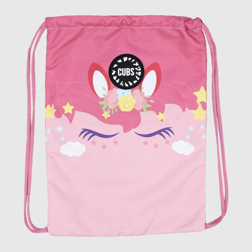Cubs Unicorn Face Pink String Bag