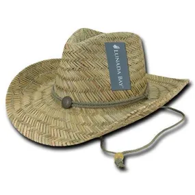 Decky Straw Lifeguard Cowboy Caps Hats One Size Mens Womens Beach Natural
