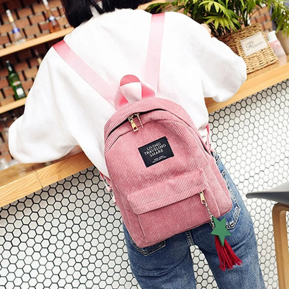 Fashion Corduroy Soft Fabric Backpack