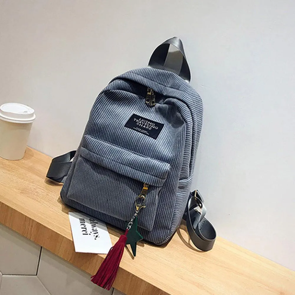 Fashion Corduroy Soft Fabric Backpack
