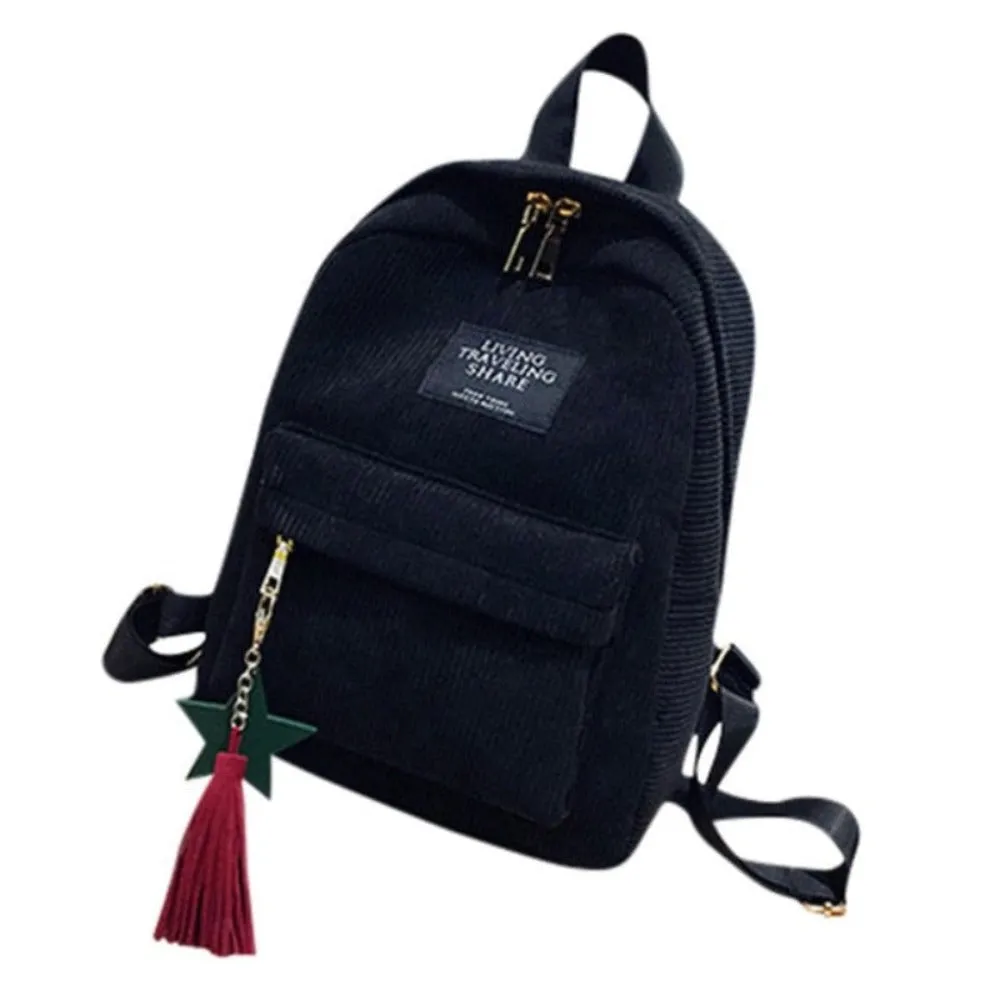 Fashion Corduroy Soft Fabric Backpack