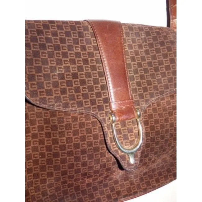 Gucci Vintage Pursesdesigner Purses Shades Of Brown In Leathersuede With Square G Logo Leathersuede